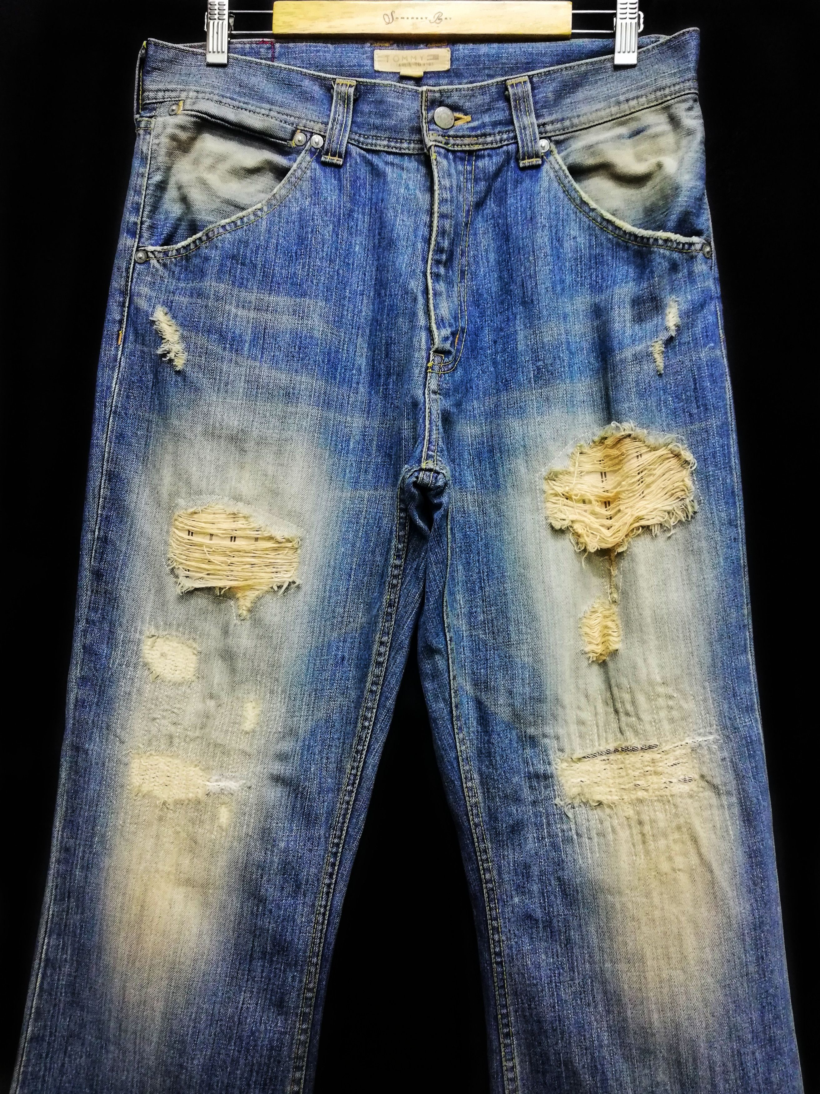 Tommy Hilfiger × Tommy Jeans 🔥Tommy Hilfiger Distressed Denim Sashiko Stitch Jeans🔥 Size US 33 - 2 Thumbnail
