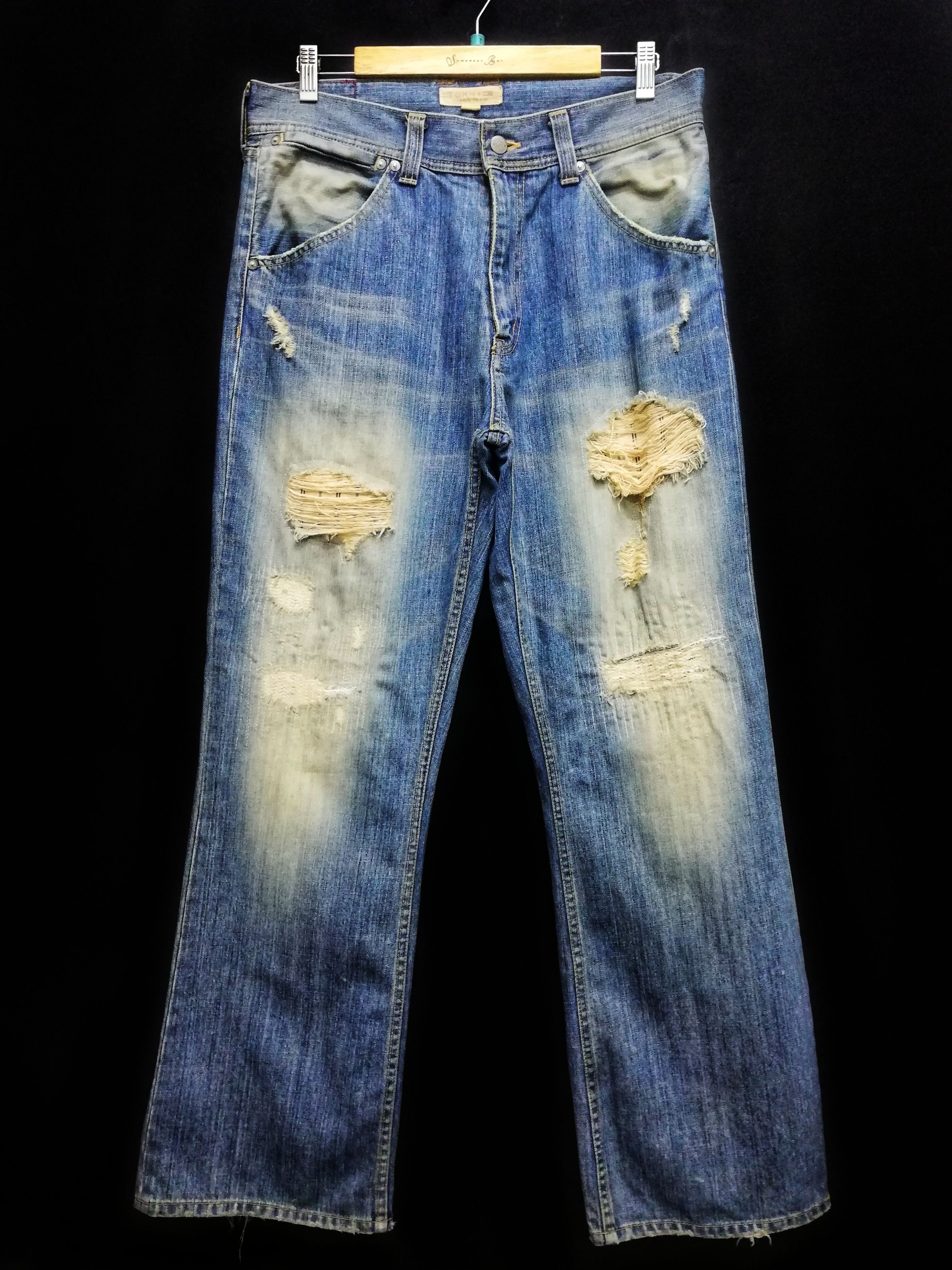 Tommy Hilfiger × Tommy Jeans 🔥Tommy Hilfiger Distressed Denim Sashiko Stitch Jeans🔥 Size US 33 - 1 Thumbnail