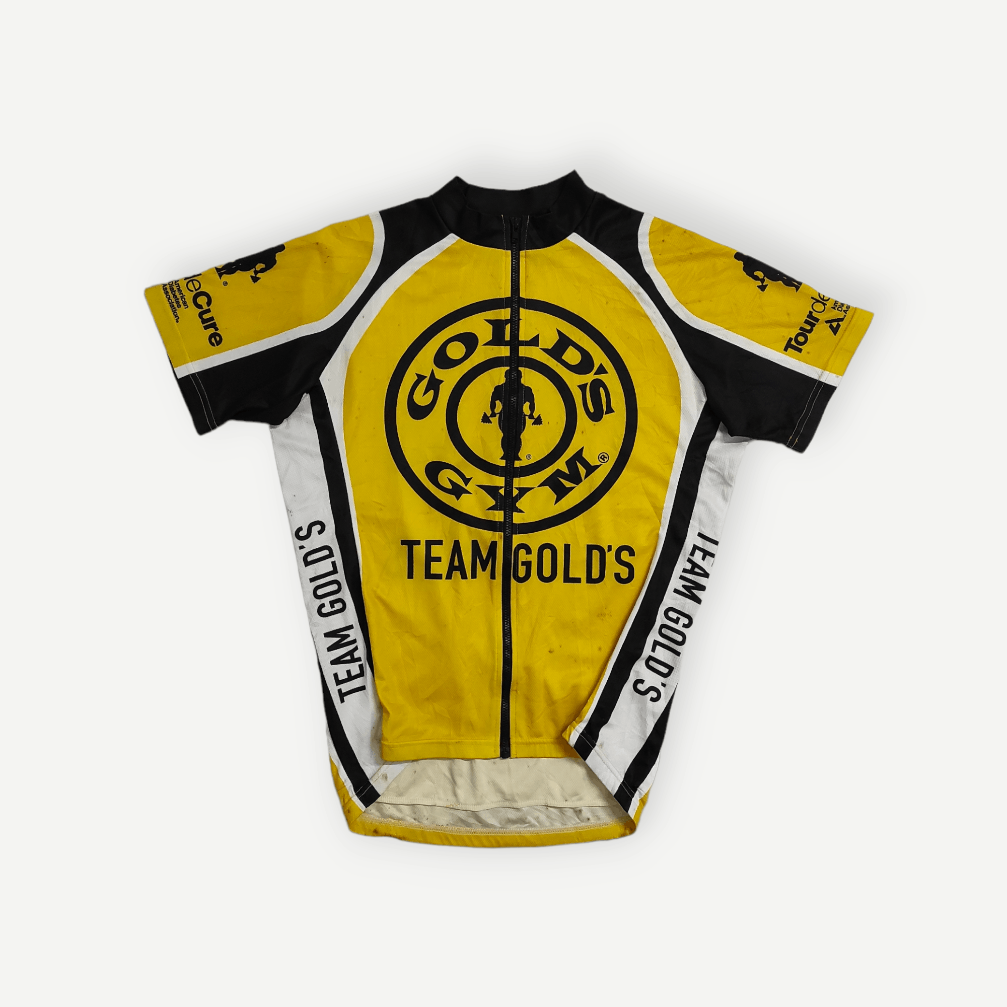 image of Racing Vintage 90's Gold Gym Team Gold's Cycling Jersey in Yellow, Men's (Size Medium)
