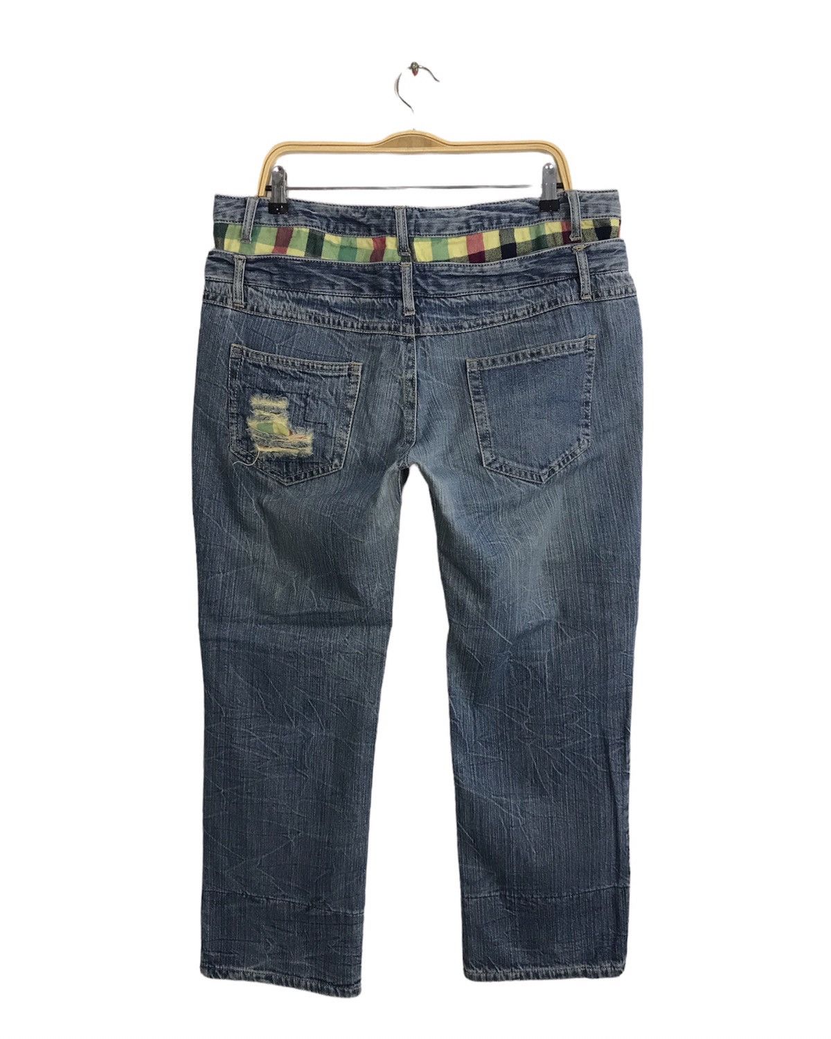 Japanese Brand × Vintage Vintage Distressed and Ripped Jeans With Patches Size US 37 - 2 Thumbnail