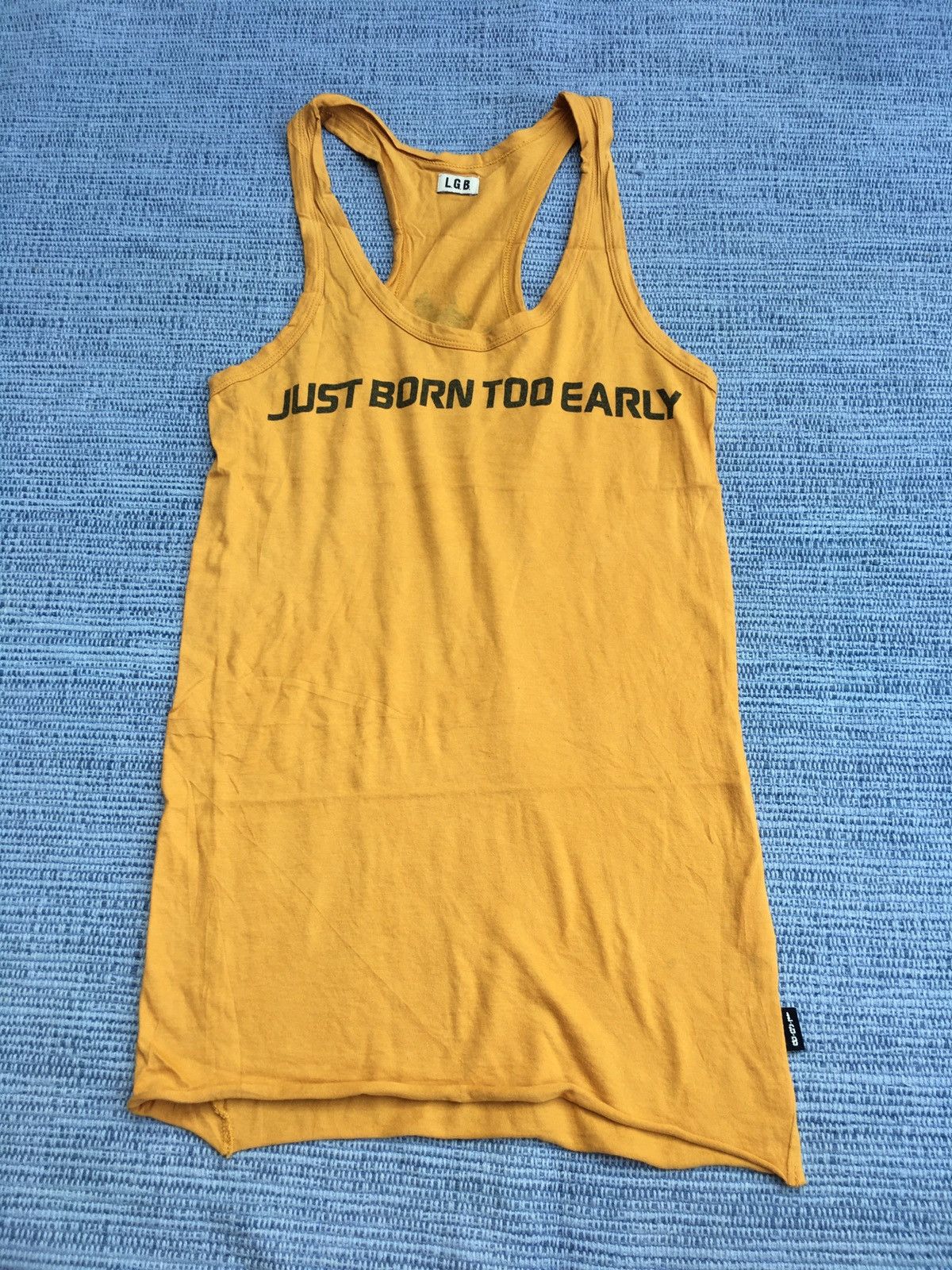 image of Le Grande Bleu L G B L.g.b Tank “Just Born Too Early” in Orange Mud, Men's (Size XS)