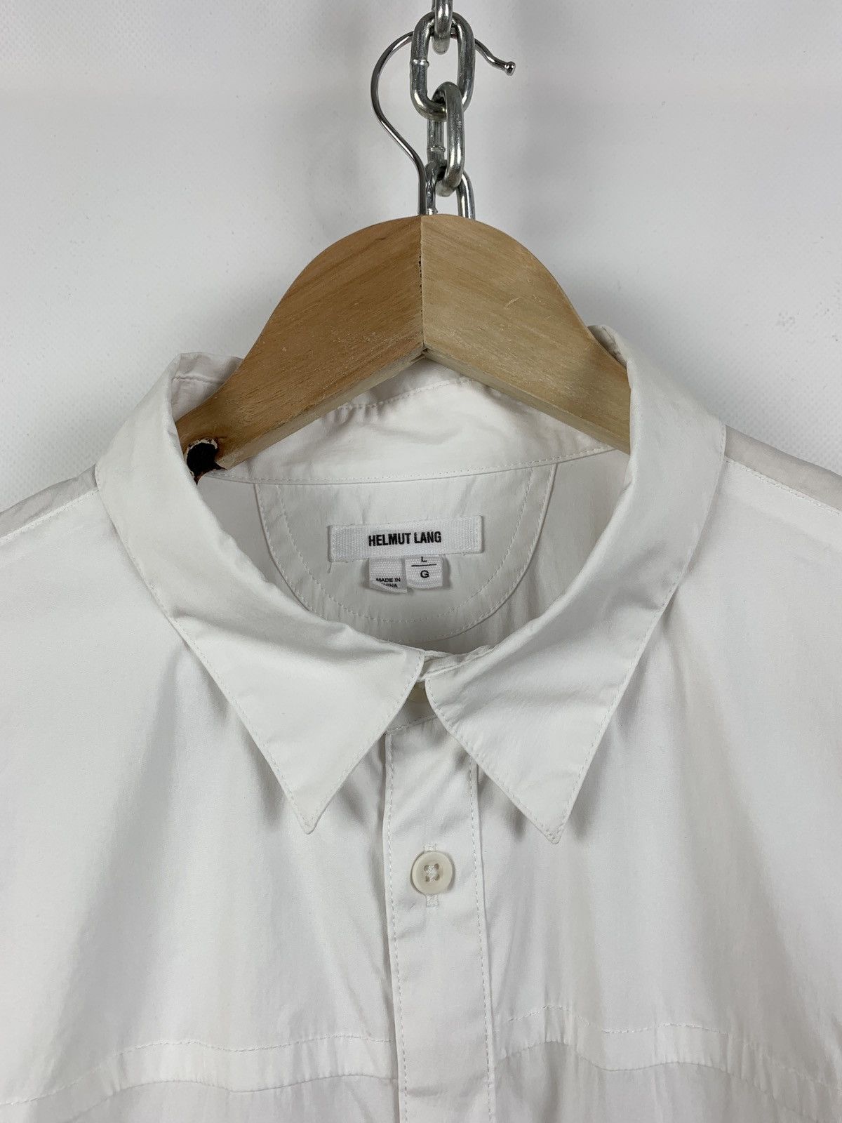 Helmut Lang Vintage Helmut Lang Bondage Pocket White LS Button Shirt Size US L / EU 52-54 / 3 - 9 Thumbnail