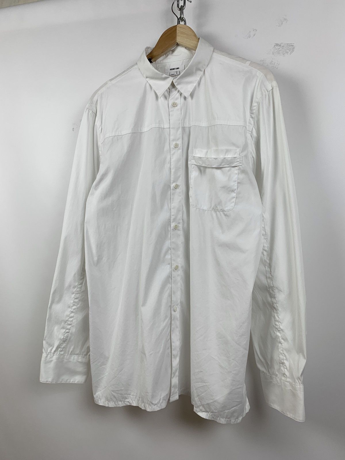 Helmut Lang Vintage Helmut Lang Bondage Pocket White LS Button Shirt Size US L / EU 52-54 / 3 - 7 Thumbnail