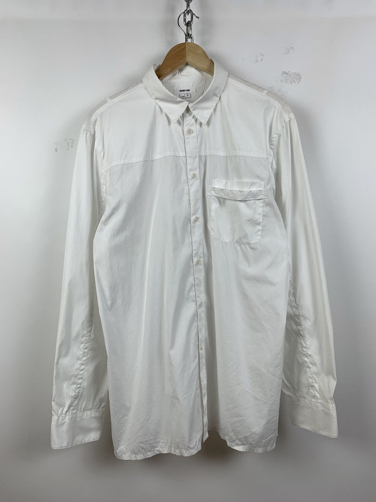 Helmut Lang Vintage Helmut Lang Bondage Pocket White LS Button Shirt Size US L / EU 52-54 / 3 - 3 Thumbnail
