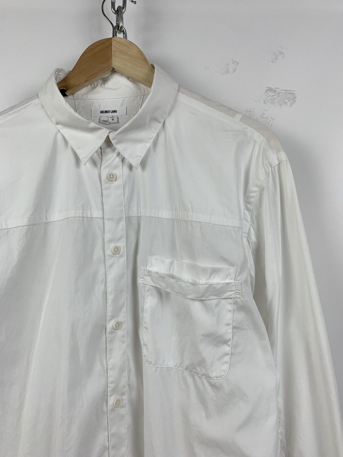 Helmut Lang Vintage Helmut Lang Bondage Pocket White LS Button Shirt Size US L / EU 52-54 / 3 - 5 Thumbnail