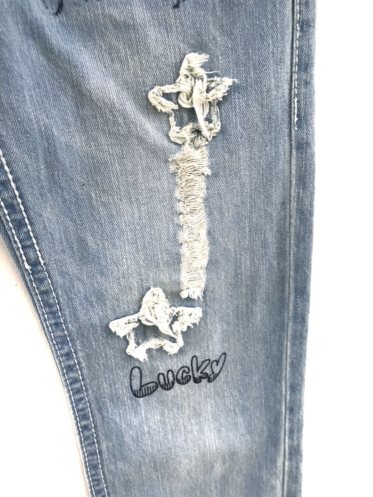 Hysteric Glamour × Vintage Japanese Brand Blue Moon Distressed Jeans Kapital Style Size US 27 - 11 Thumbnail