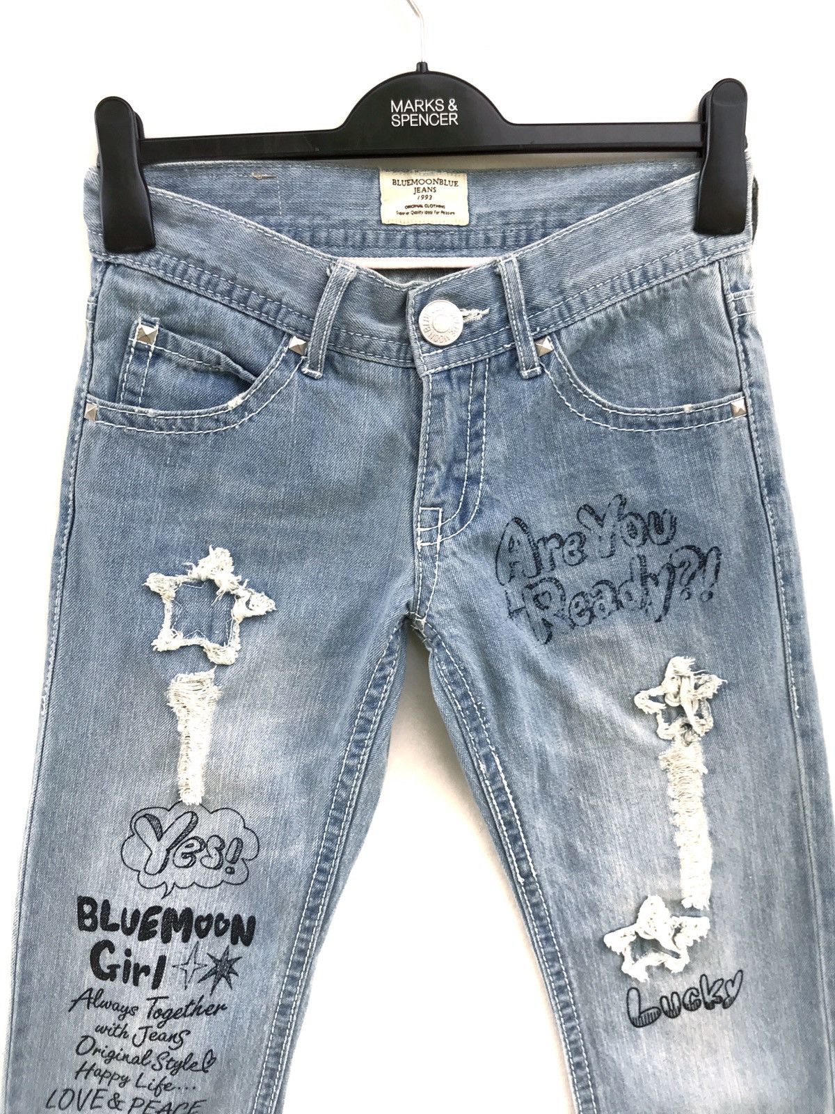 Hysteric Glamour × Vintage Japanese Brand Blue Moon Distressed Jeans Kapital Style Size US 27 - 3 Thumbnail