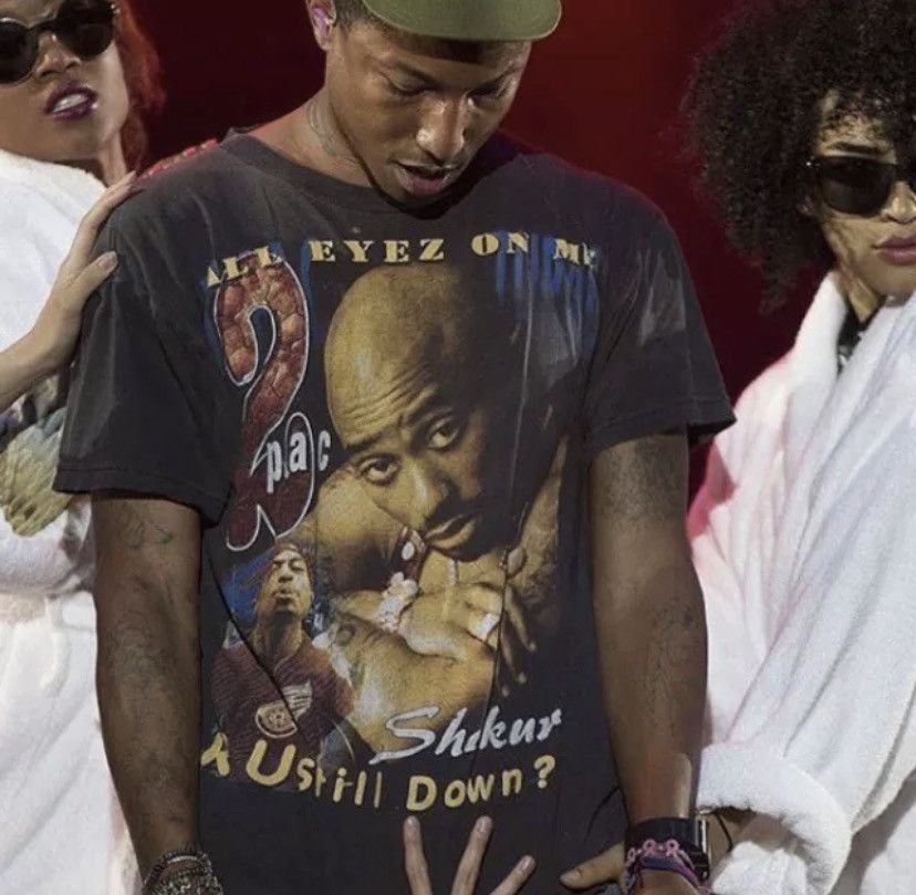 image of Rap Tees Vintage 90's 2Pac All Eyez On Me / R U Still Down? Tee Shirt in Black, Men's (Size Medium)