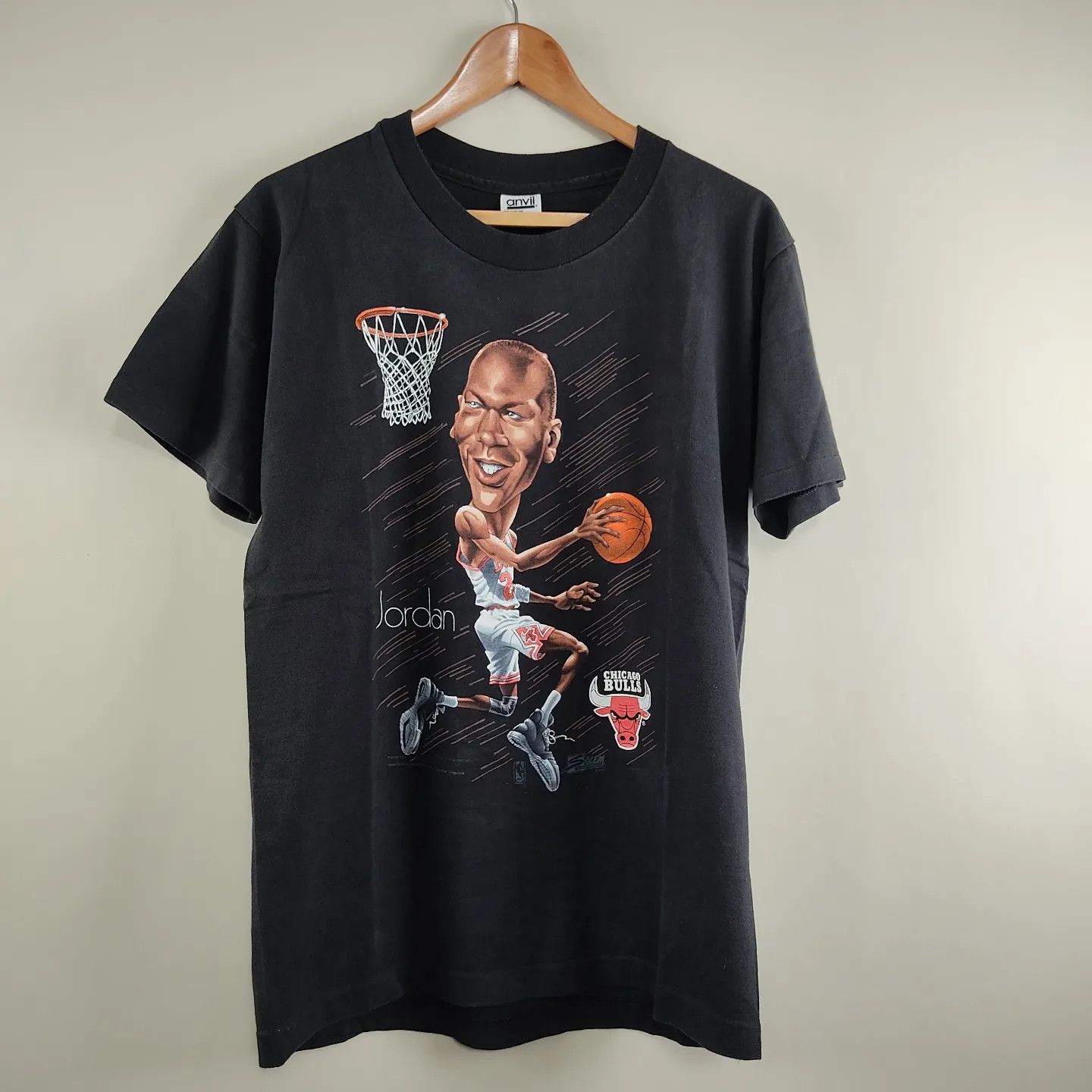 NBA × Salem Sportswear × Vintage 1991 NBA Chicago Bulls Michael Jordan Caricature Size US L / EU 52-54 / 3 - 7 Thumbnail