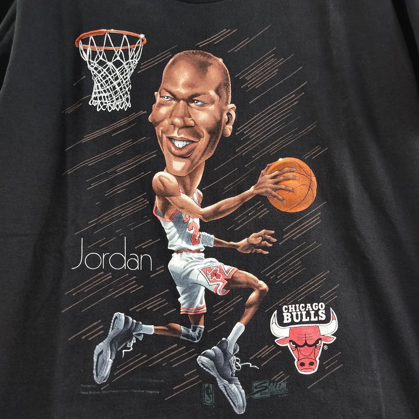 NBA × Salem Sportswear × Vintage 1991 NBA Chicago Bulls Michael Jordan Caricature Size US L / EU 52-54 / 3 - 2 Thumbnail