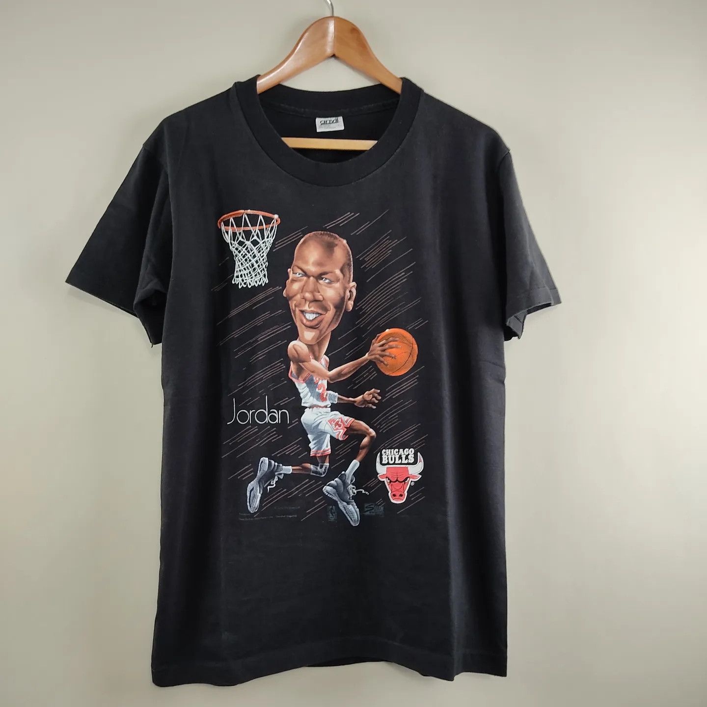 NBA × Salem Sportswear × Vintage 1991 NBA Chicago Bulls Michael Jordan Caricature Size US L / EU 52-54 / 3 - 1 Thumbnail