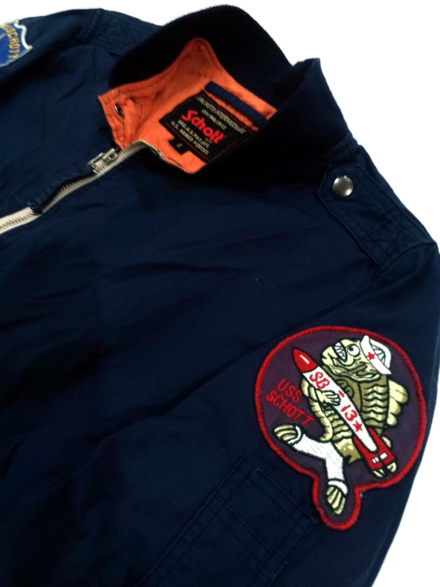 Schott RARE! SCHOTT N.Y.C "USS SCHOTT" NAVY PATCHES STYLE JACKET Size US S / EU 44-46 / 1 - 5 Thumbnail