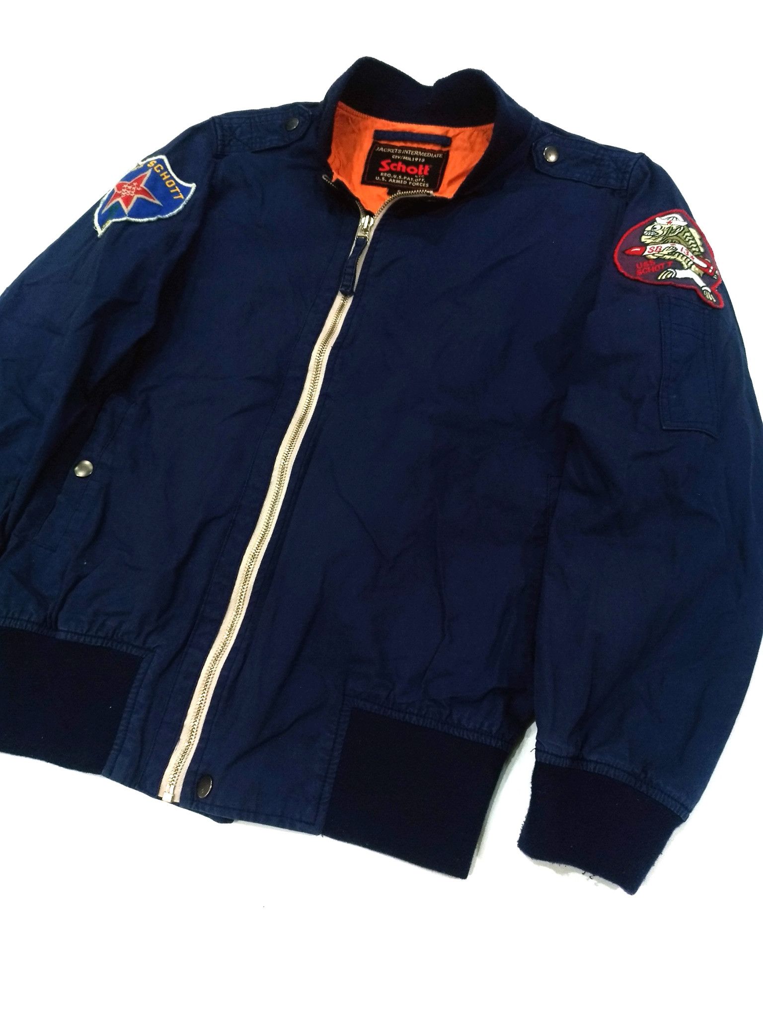 Schott RARE! SCHOTT N.Y.C "USS SCHOTT" NAVY PATCHES STYLE JACKET Size US S / EU 44-46 / 1 - 3 Thumbnail