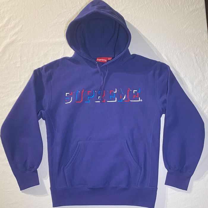 Supreme Supreme Drop Shadow Hooded Sweatshirt Washed Navy - Medium