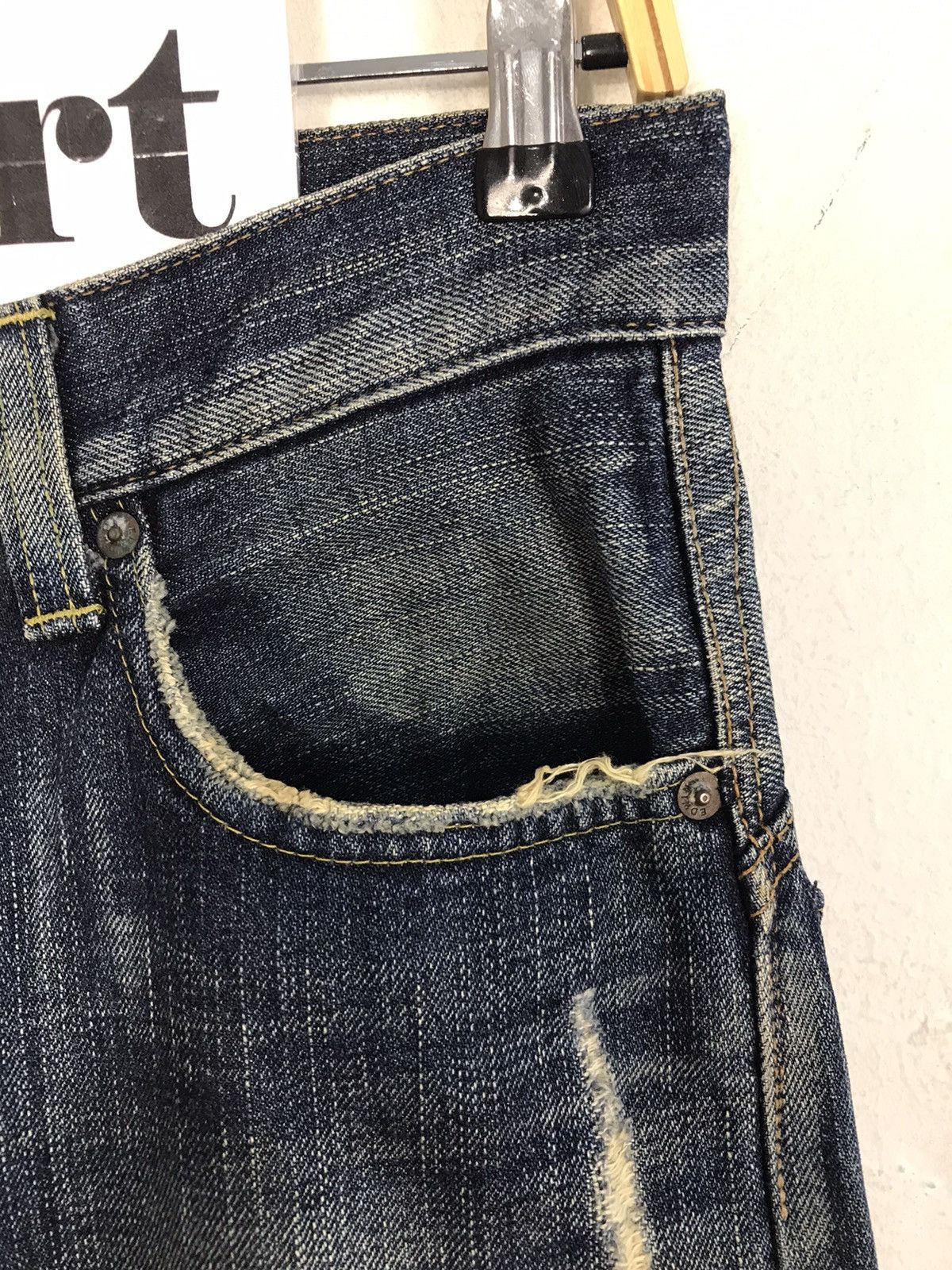 Edwin × Vintage Vintage Edwin Half Selvedge Distressed Denim Design Size US 30 / EU 46 - 7 Thumbnail