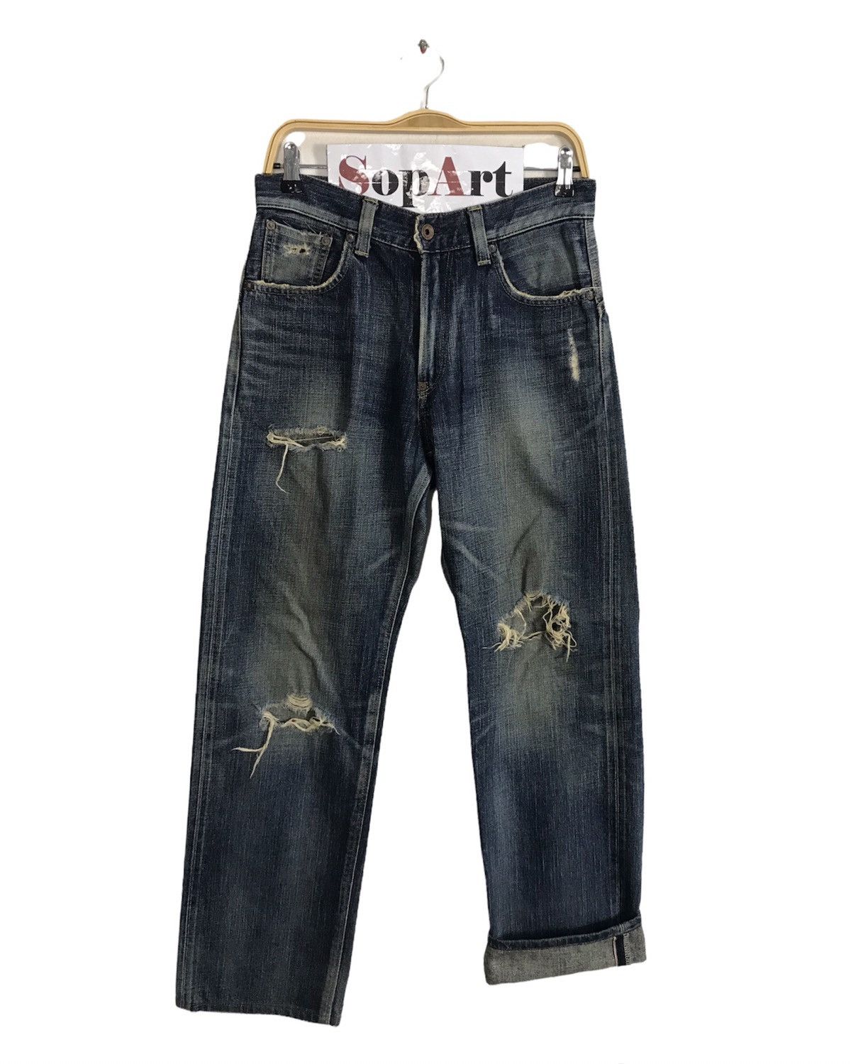 Edwin × Vintage Vintage Edwin Half Selvedge Distressed Denim Design Size US 30 / EU 46 - 1 Thumbnail