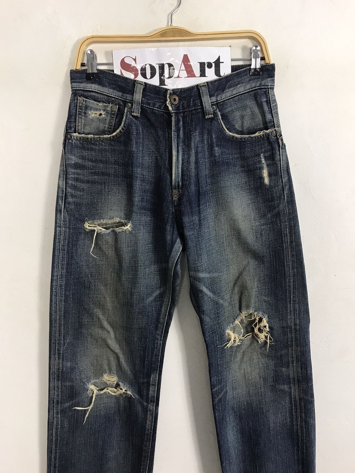 Edwin × Vintage Vintage Edwin Half Selvedge Distressed Denim Design Size US 30 / EU 46 - 3 Thumbnail