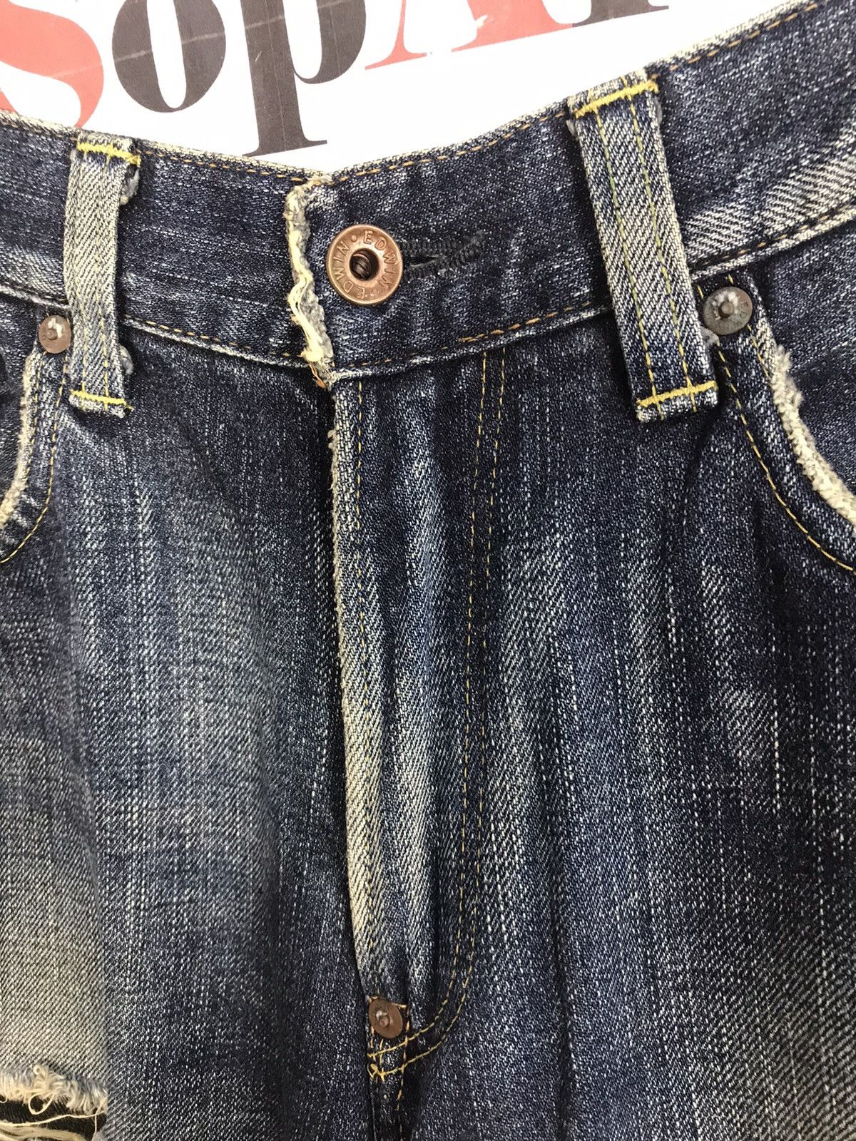 Edwin × Vintage Vintage Edwin Half Selvedge Distressed Denim Design Size US 30 / EU 46 - 8 Thumbnail