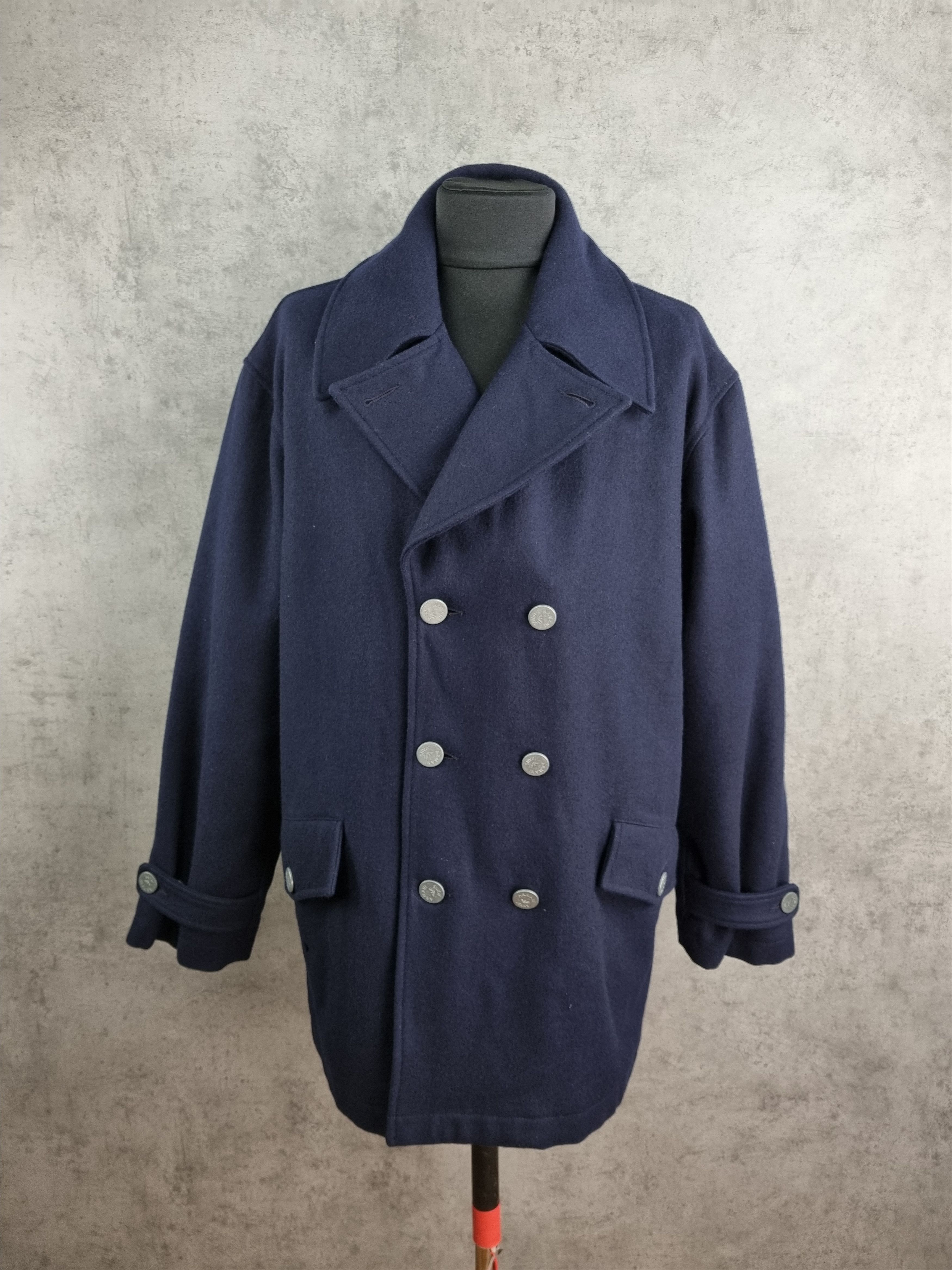 Armani × Giorgio Armani Rare 90s Armani Wool Military Navy Coat Size US L / EU 52-54 / 3 - 3 Thumbnail