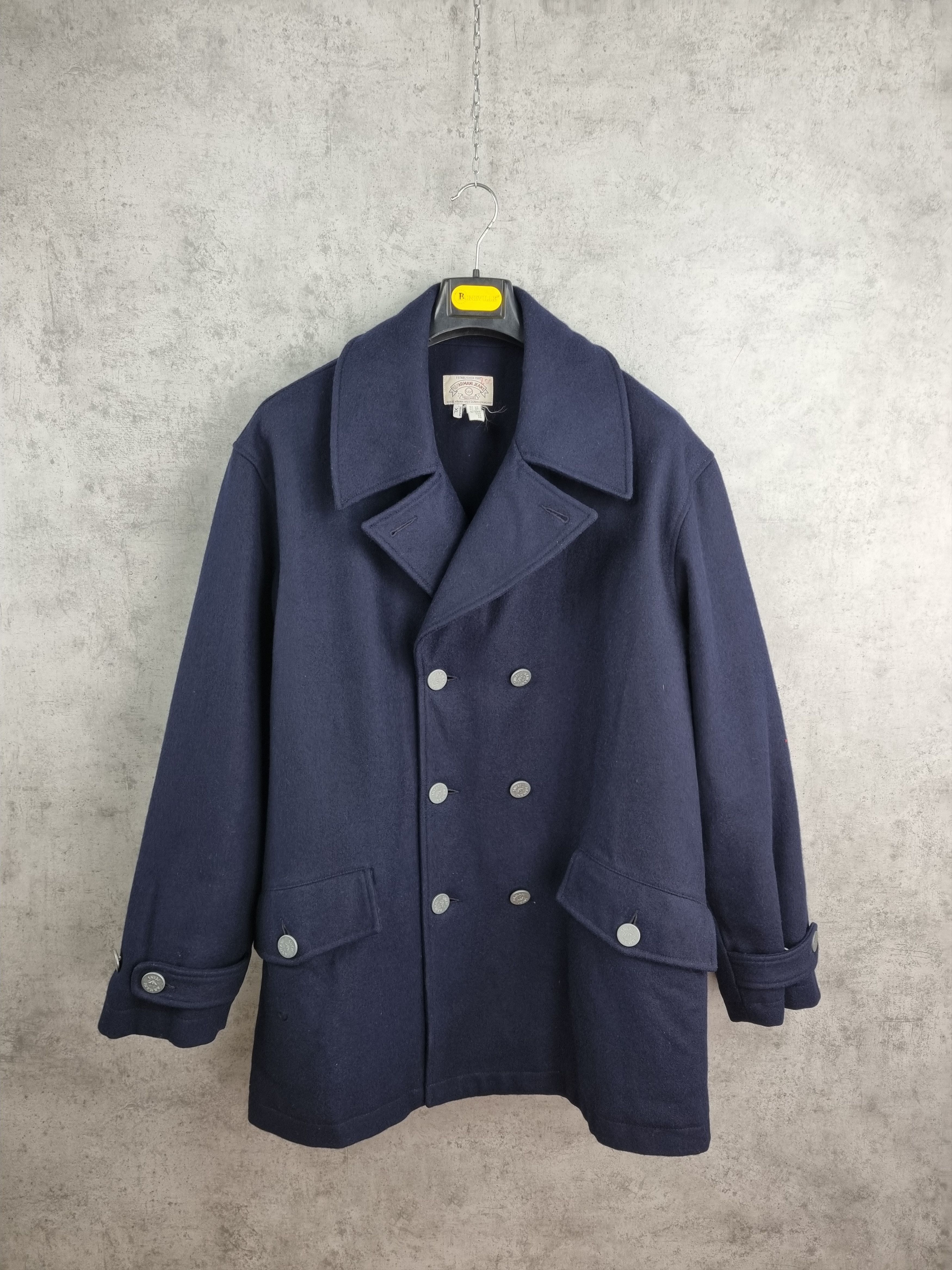 Armani × Giorgio Armani Rare 90s Armani Wool Military Navy Coat Size US L / EU 52-54 / 3 - 2 Thumbnail