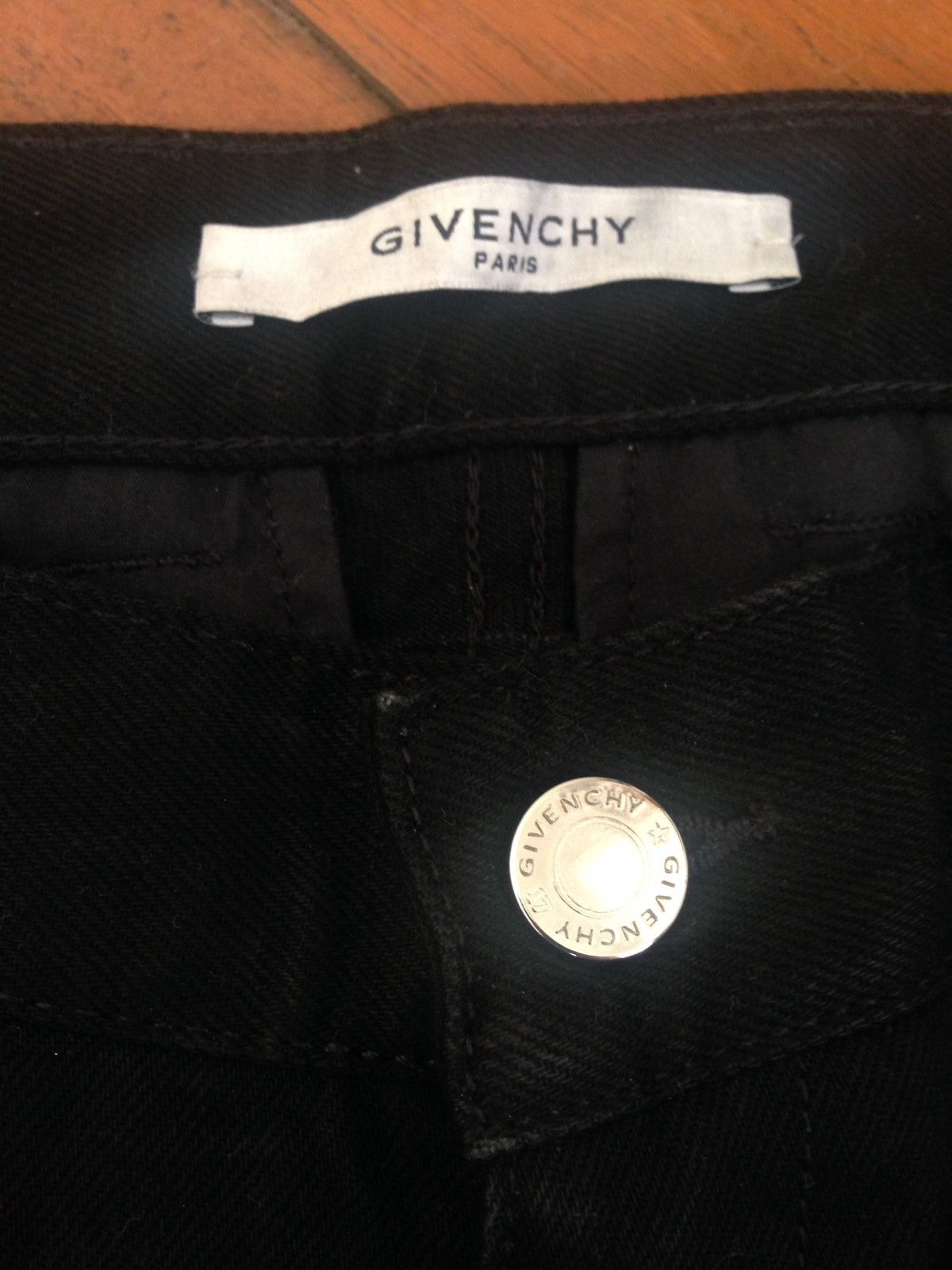 Givenchy Black Leather-patched Biker Jeans Size US 31 - 6 Thumbnail