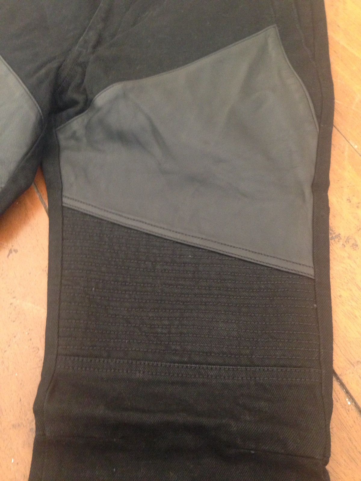 Givenchy Black Leather-patched Biker Jeans Size US 31 - 3 Thumbnail
