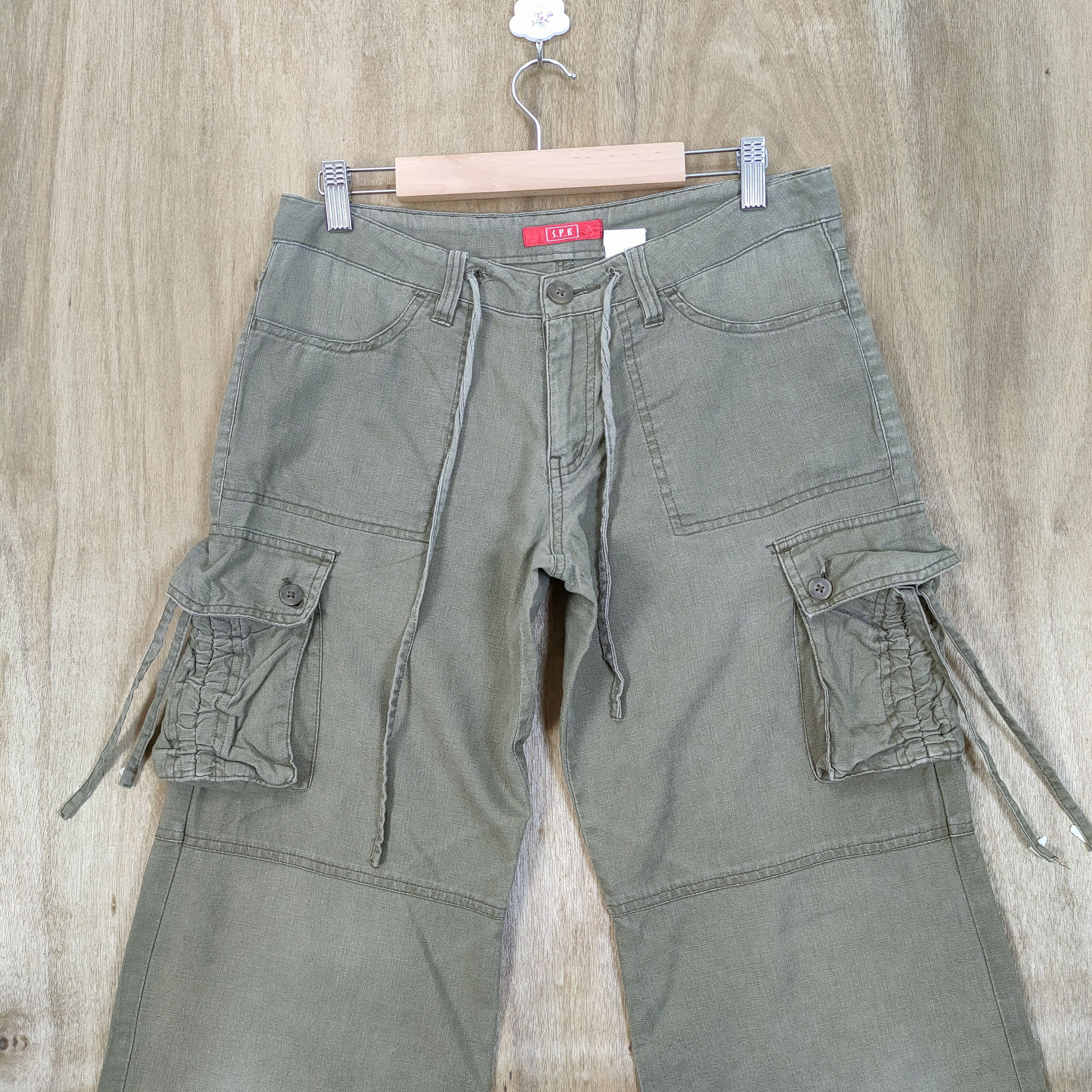Japanese Brand SPR BROWN LOWRISE FLARE CARGO PANTS Size US 30 / EU 46 - 2 Thumbnail