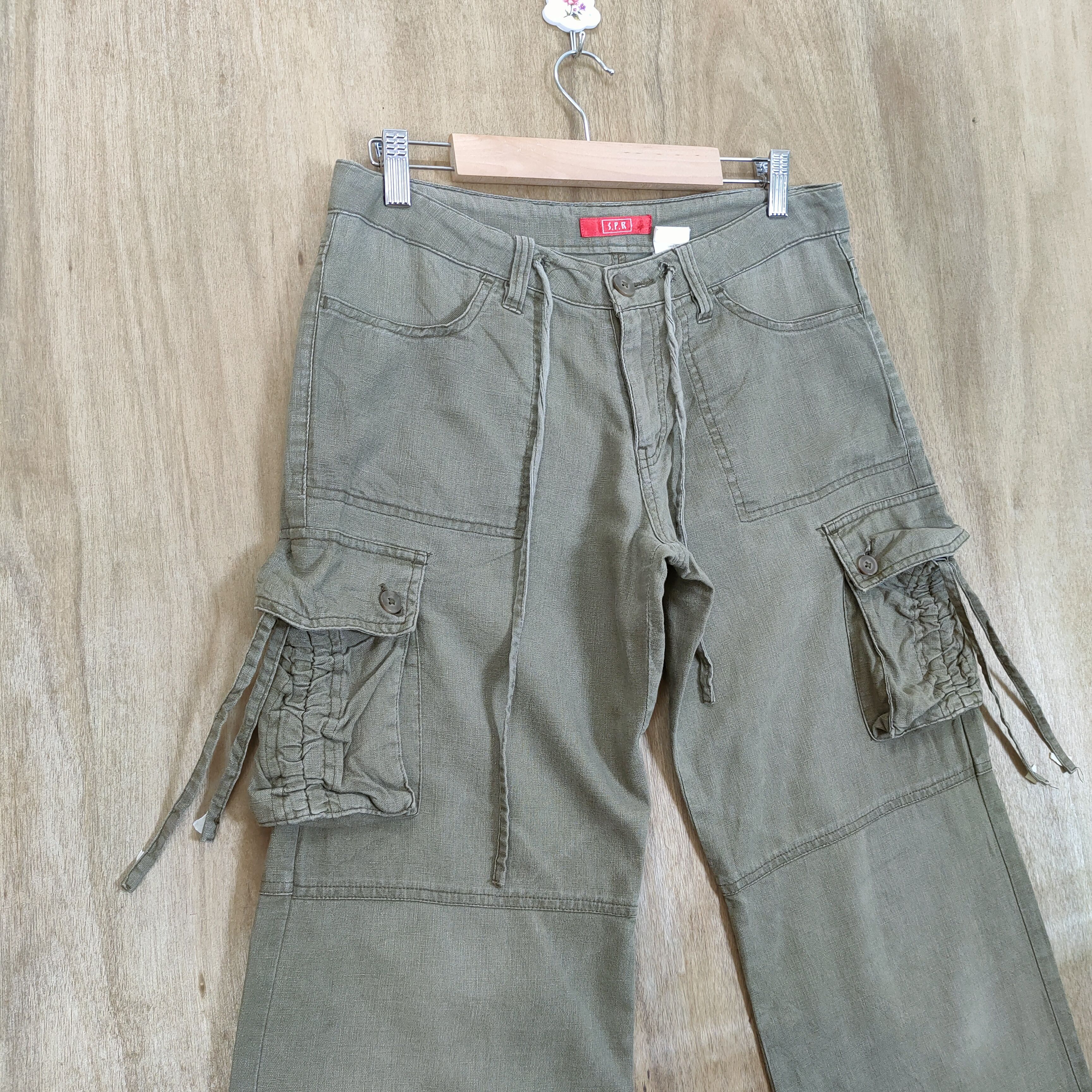 Japanese Brand SPR BROWN LOWRISE FLARE CARGO PANTS Size US 30 / EU 46 - 5 Thumbnail