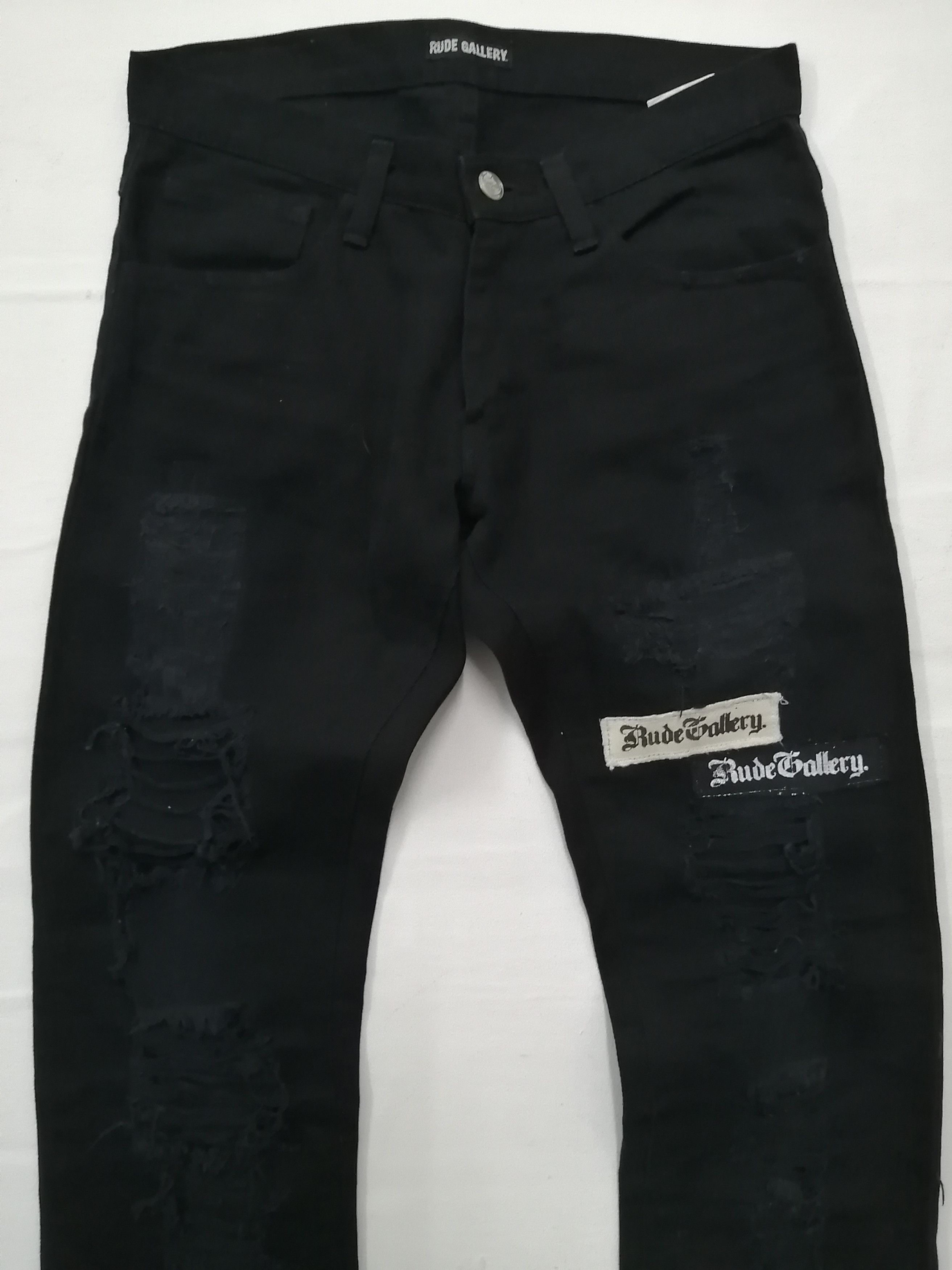 RUDE GALLERY Rude Gallery Patch Distressed Design Black Jeans Size US 28 / EU 44 - 11 Thumbnail