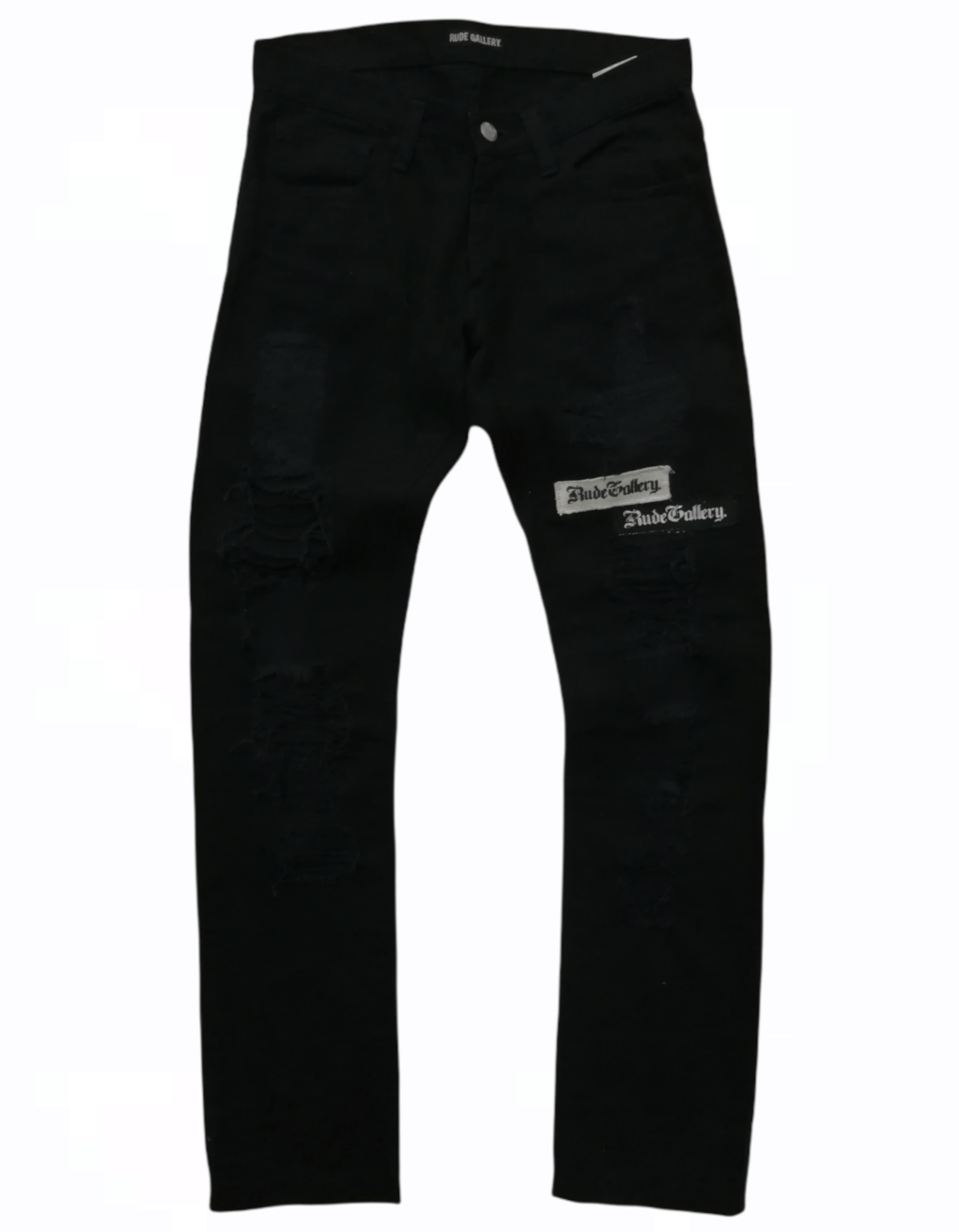 image of Beauty Beast x Rude Gallery Patch Distressed Design Black Jeans, Men's (Size 28)