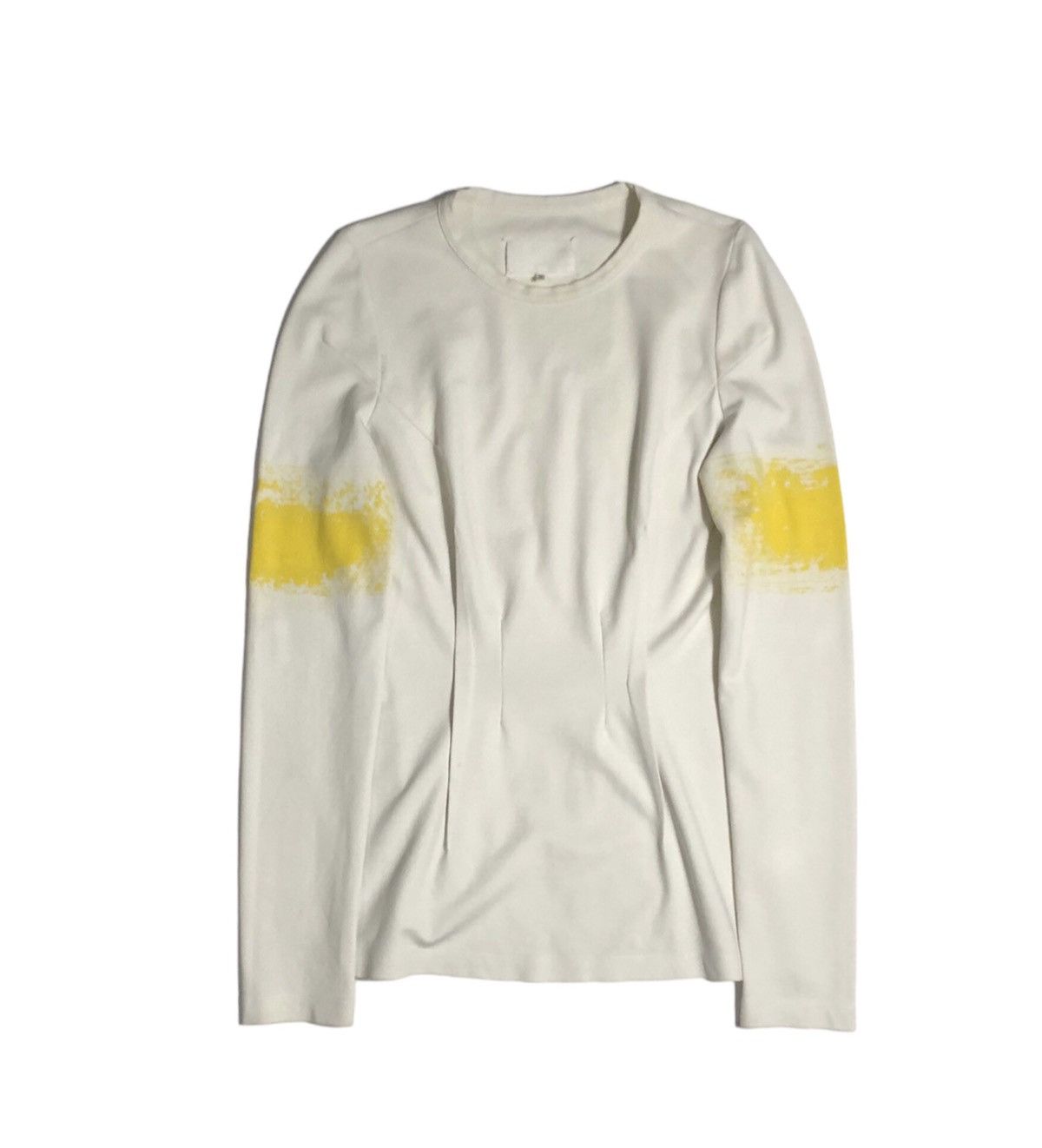 image of Aw13 Maison Margiela Printed Long Sleeve in White/Yellow, Women's (Size Medium)
