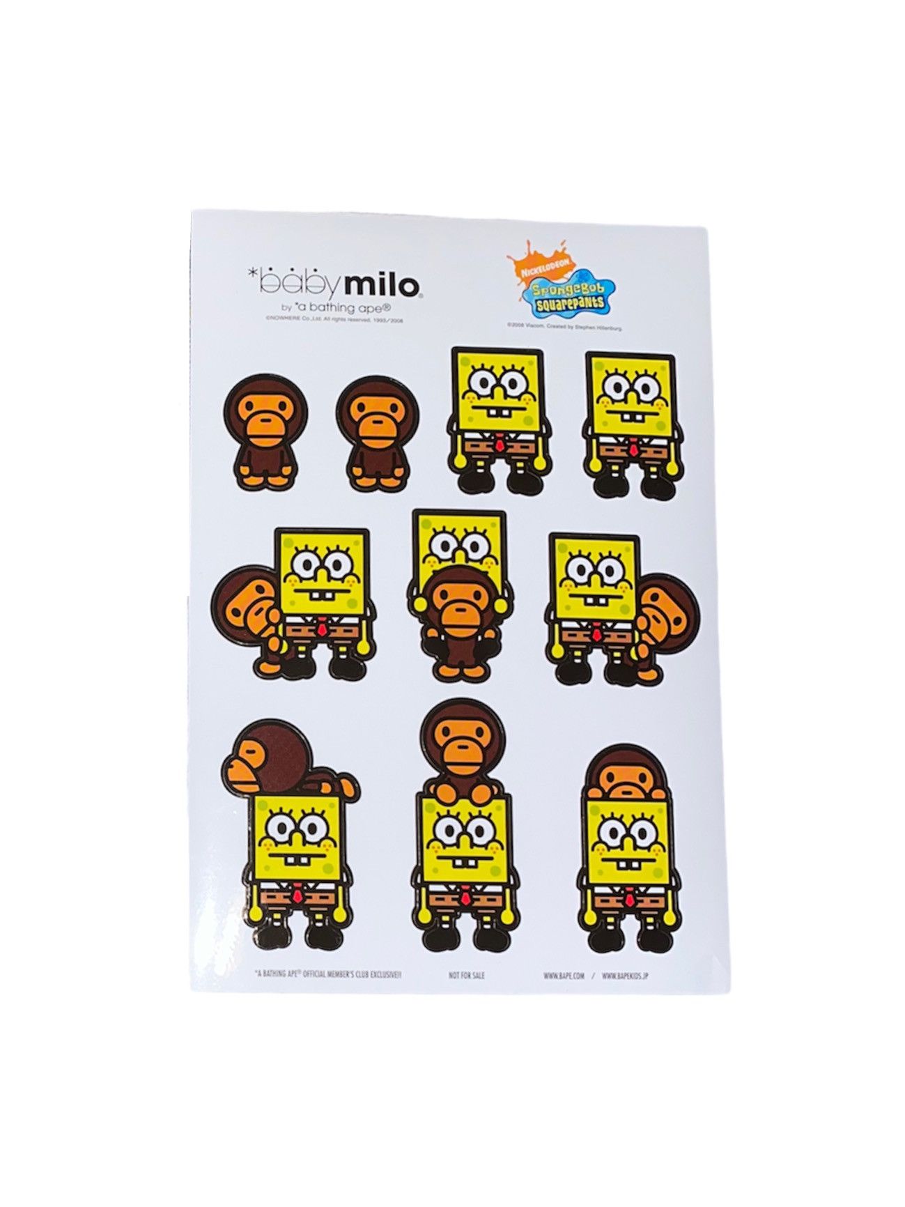 Bape Baby Milo x Spongebob Sticker Sheet 2014