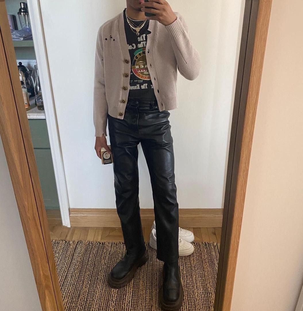 image of Finaldropvintage Japanese Black Leather Pant, Men's (Size 28)