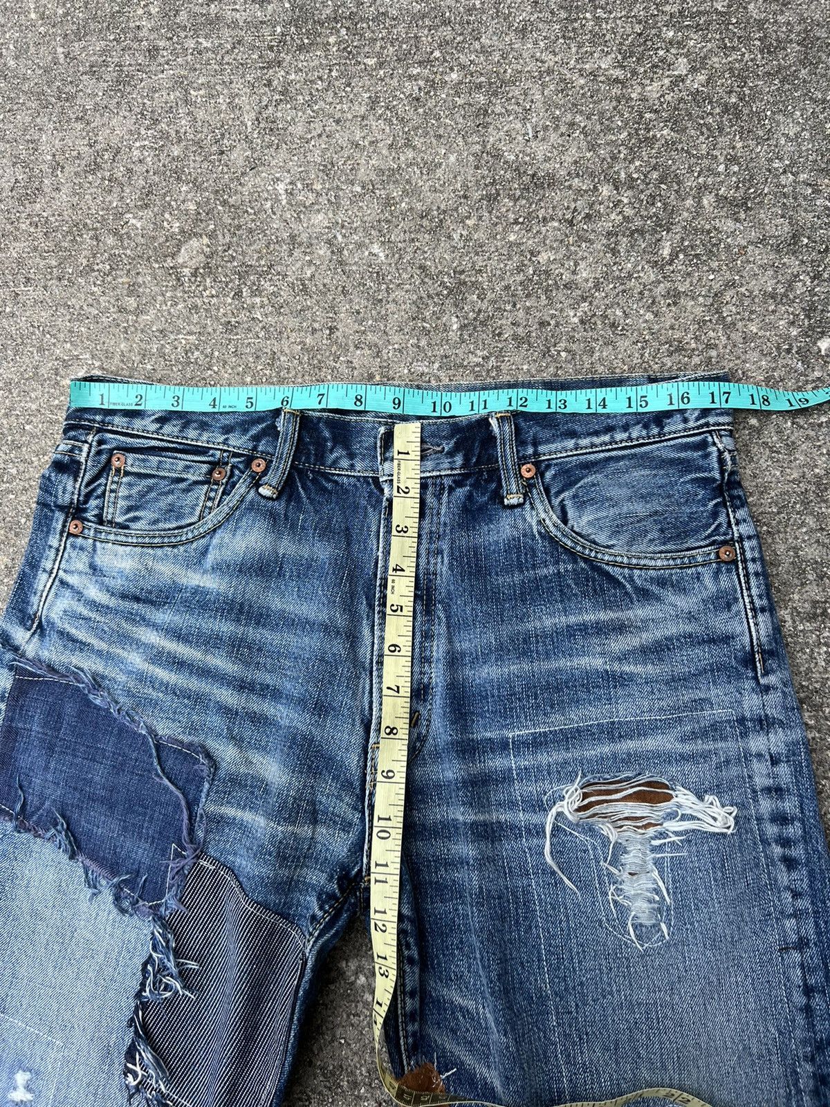 Burgus Plus BURGUS Japan Distressed Patchworks Denim Jeans Size US 34 / EU 50 - 2 Thumbnail