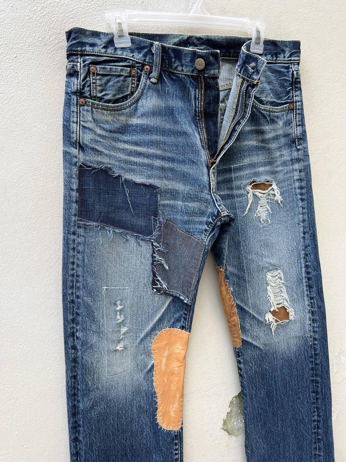 Burgus Plus BURGUS Japan Distressed Patchworks Denim Jeans Size US 34 / EU 50 - 8 Thumbnail