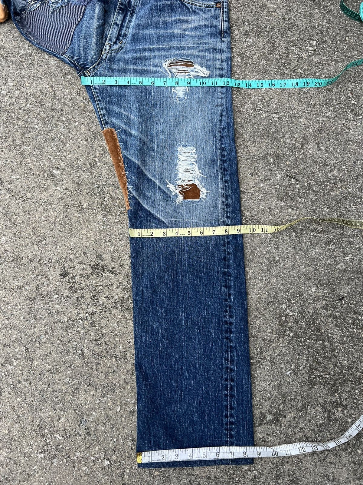 Burgus Plus BURGUS Japan Distressed Patchworks Denim Jeans Size US 34 / EU 50 - 3 Thumbnail