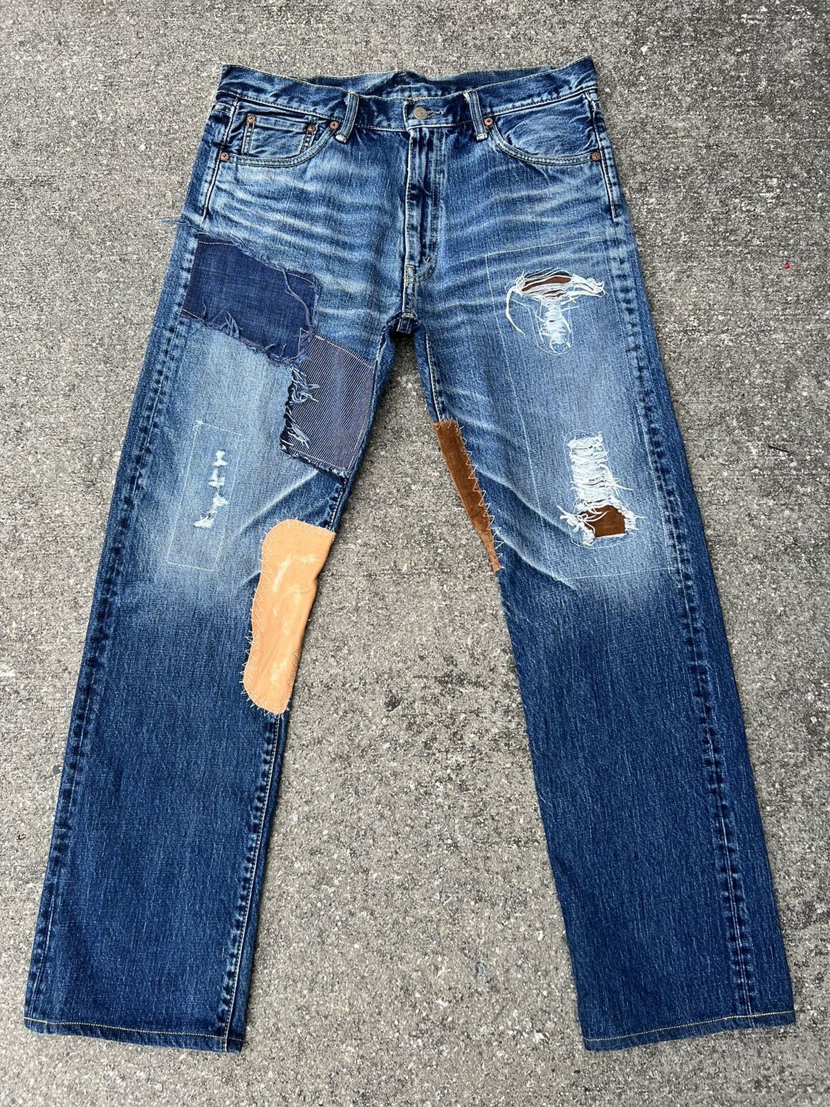 Burgus Plus BURGUS Japan Distressed Patchworks Denim Jeans Size US 34 / EU 50 - 1 Thumbnail