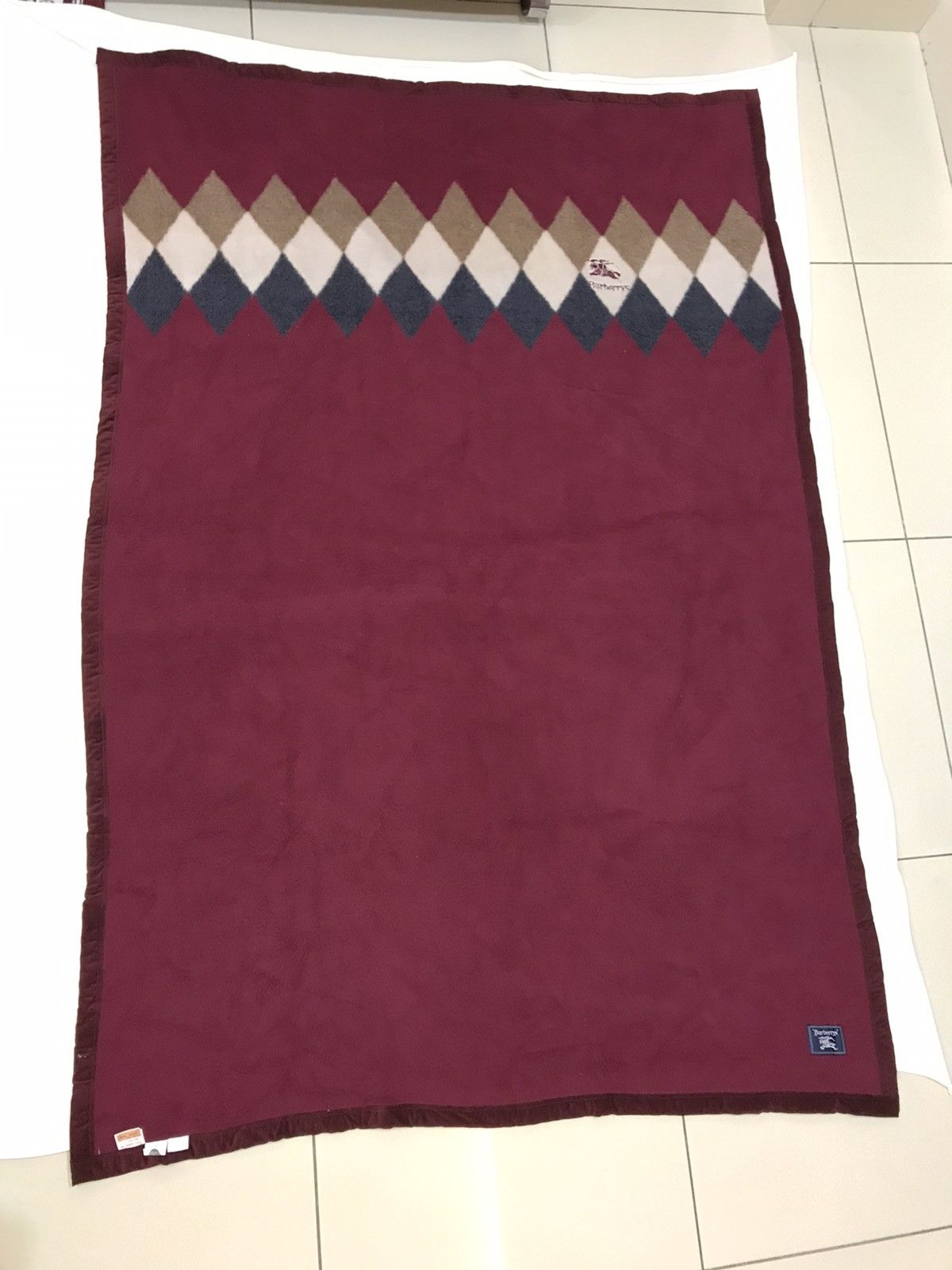 Burberry × Vintage VINTAGE BURBERRY WOOL BLANKET MAROON LARGE Size ONE SIZE - 6 Thumbnail