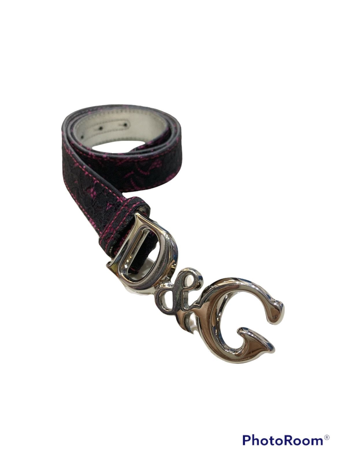 Dolce & Gabbana D&G TAPESTRY FLORAL PATTERN CHROME BUCKLE LEATHER BELT Size 32 - 1 Thumbnail
