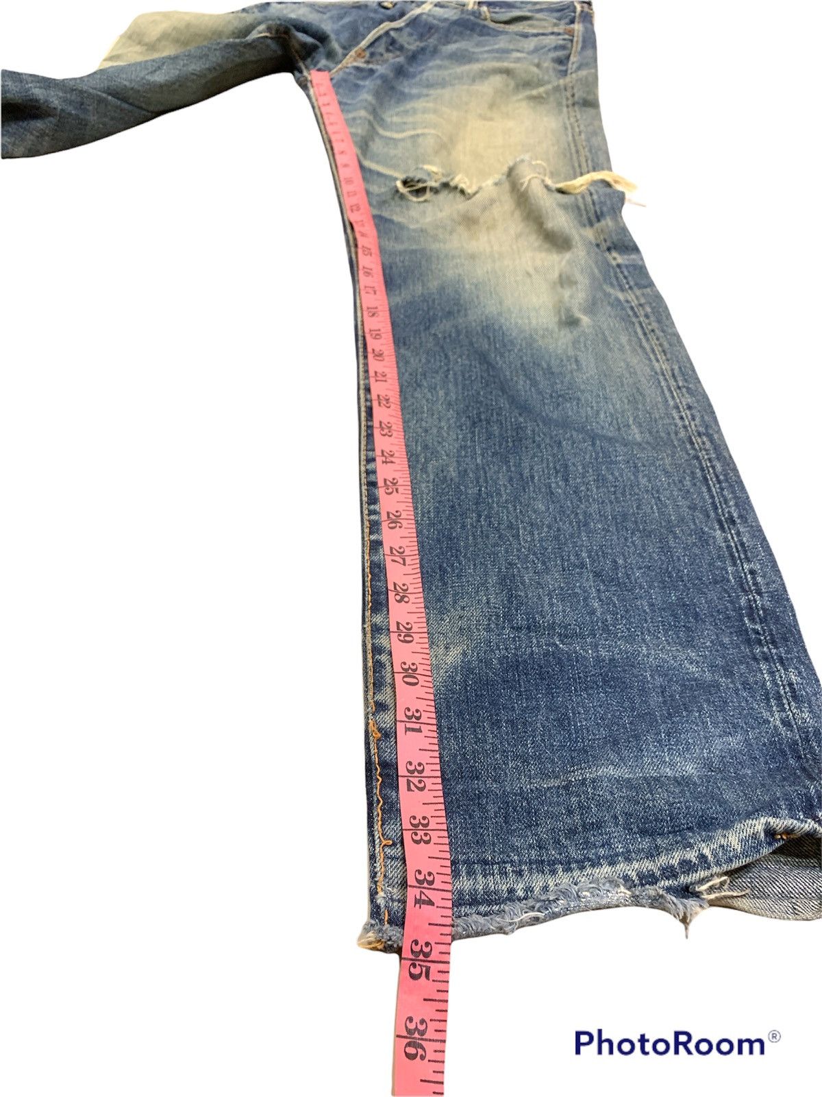 Evisu VTG EVISU NO.2 LOT 2000 SELVEDGE DISTRESSED DESTROYED JEANS Size US 29 - 12 Thumbnail