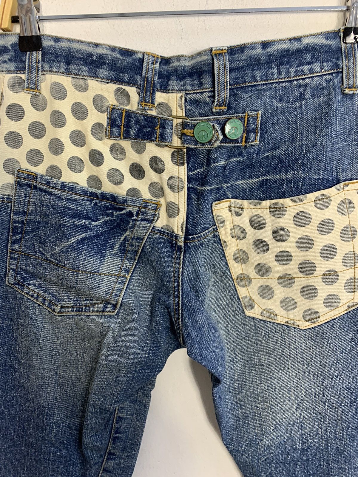 Japanese Brand 90s Natural Ware Cantwo Polkadot Pocket Buckle Back Jeans Size 30" / US 8 / IT 44 - 4 Thumbnail