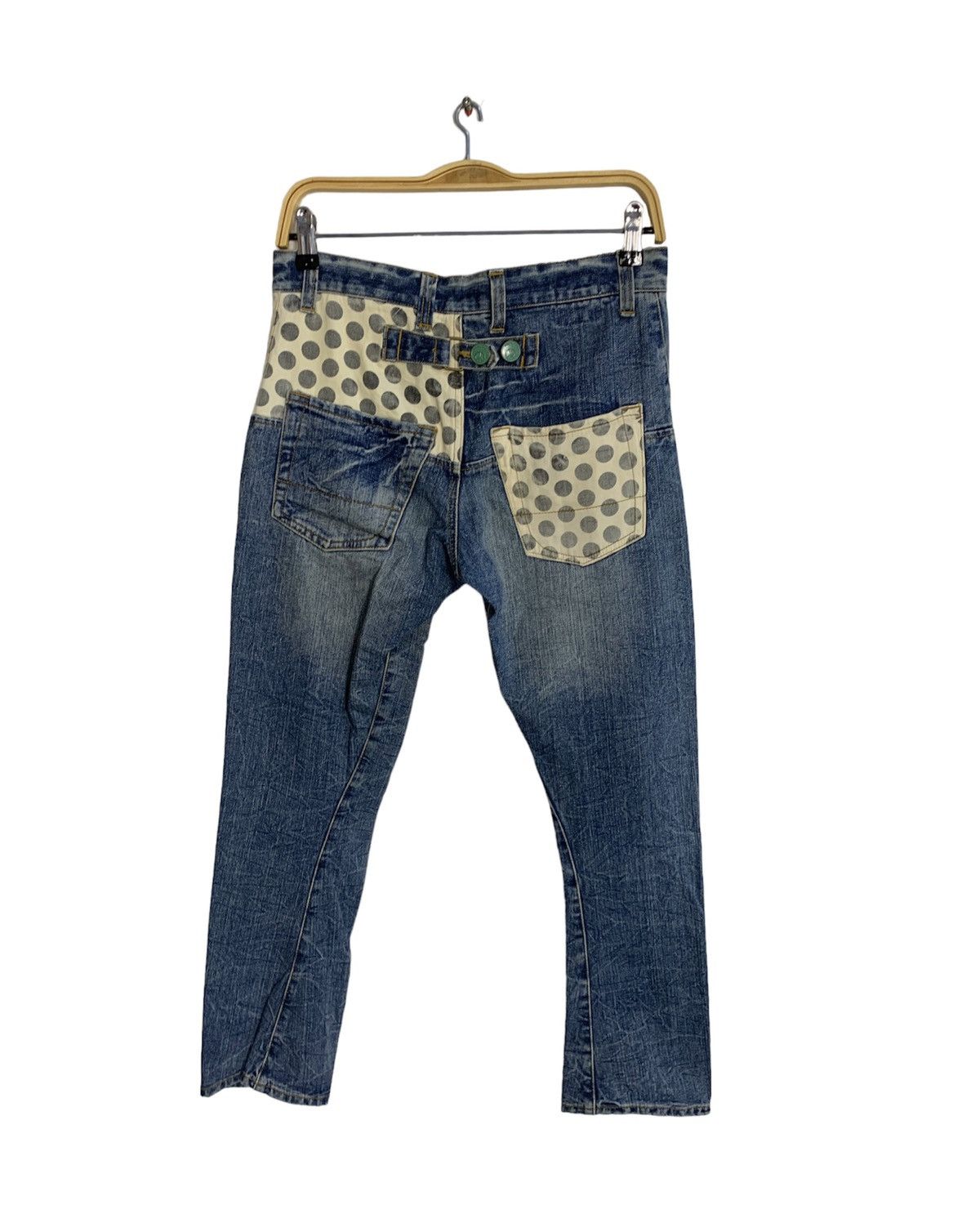 Japanese Brand 90s Natural Ware Cantwo Polkadot Pocket Buckle Back Jeans Size 30" / US 8 / IT 44 - 1 Thumbnail