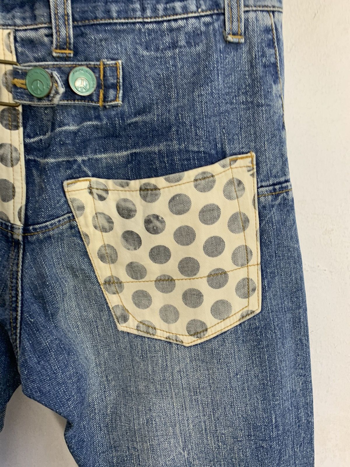 Japanese Brand 90s Natural Ware Cantwo Polkadot Pocket Buckle Back Jeans Size 30" / US 8 / IT 44 - 6 Thumbnail