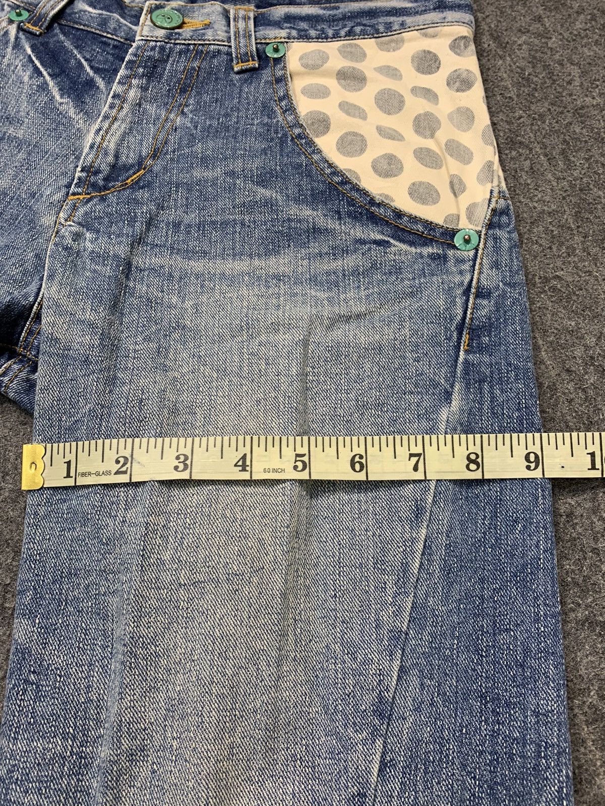 Japanese Brand 90s Natural Ware Cantwo Polkadot Pocket Buckle Back Jeans Size 30" / US 8 / IT 44 - 11 Thumbnail