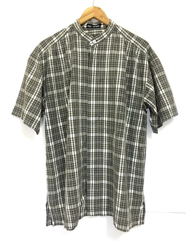 Designer Vintage Issey Miyake mandarin collar plaid button ups shirt Size US M / EU 48-50 / 2 - 2 Thumbnail