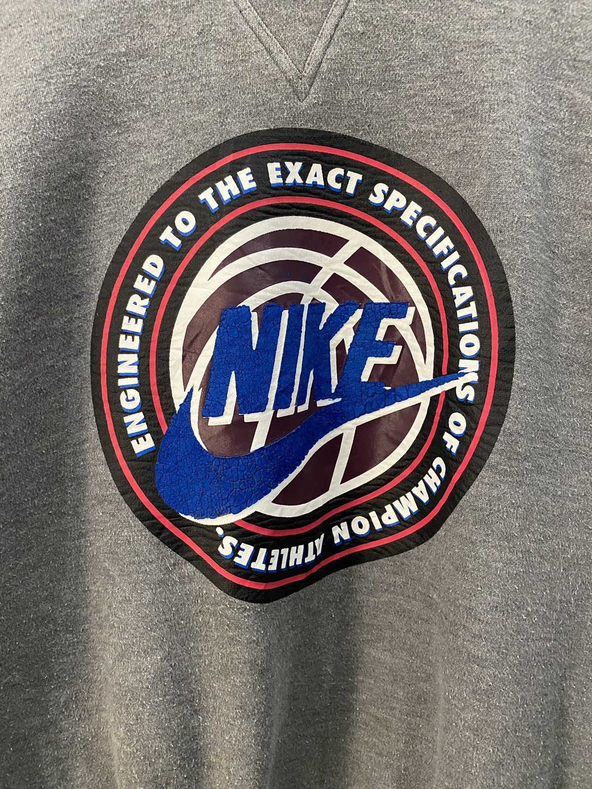 Nike × Vintage Vintage 90’s Nike Big Logo Gray Sweater Size US L / EU 52-54 / 3 - 2 Thumbnail