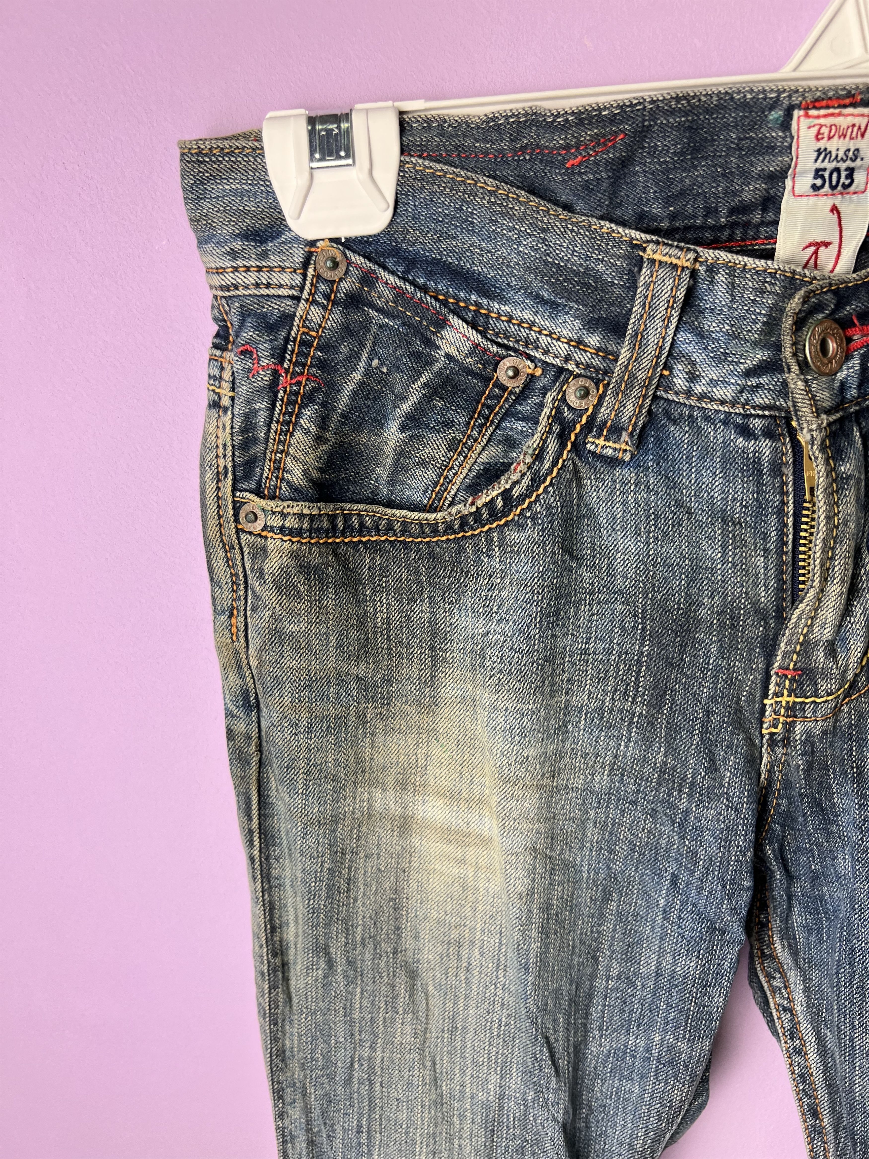 Edwin 🔥Edwin Miss 504 Rude Distressed Denim Size 29" - 6 Thumbnail