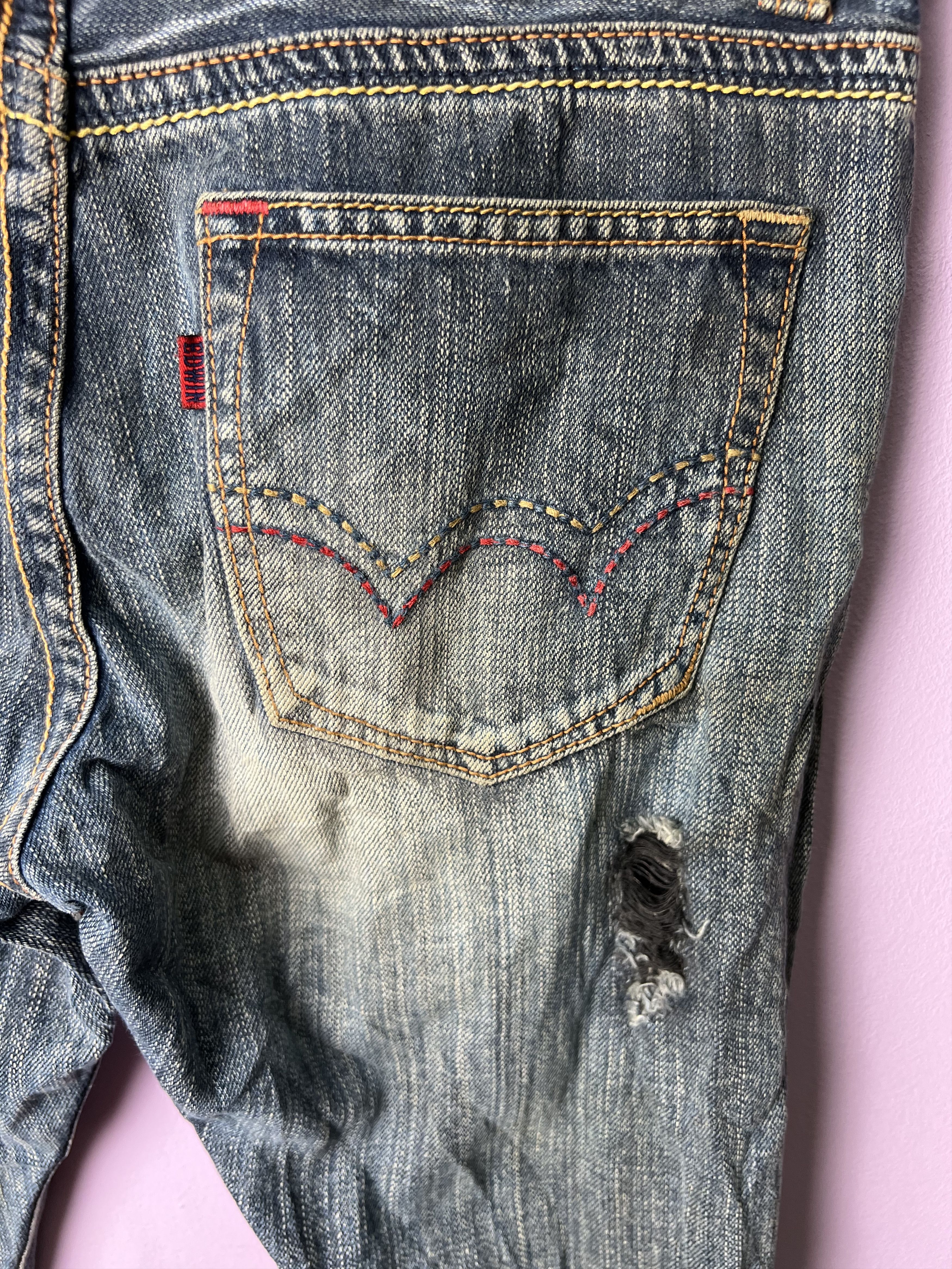 Edwin 🔥Edwin Miss 504 Rude Distressed Denim Size 29" - 18 Thumbnail