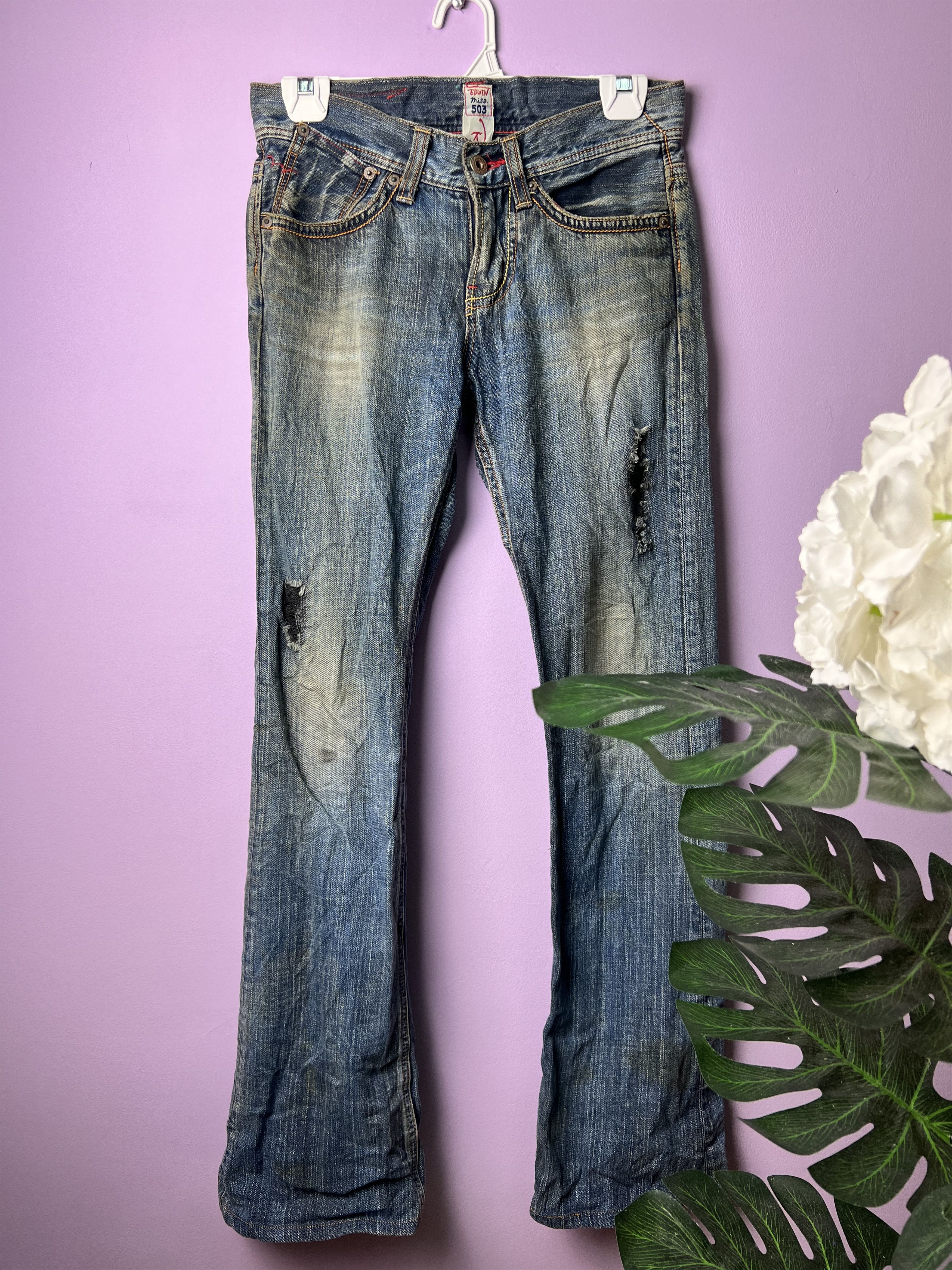 Edwin 🔥Edwin Miss 504 Rude Distressed Denim Size 29" - 2 Thumbnail