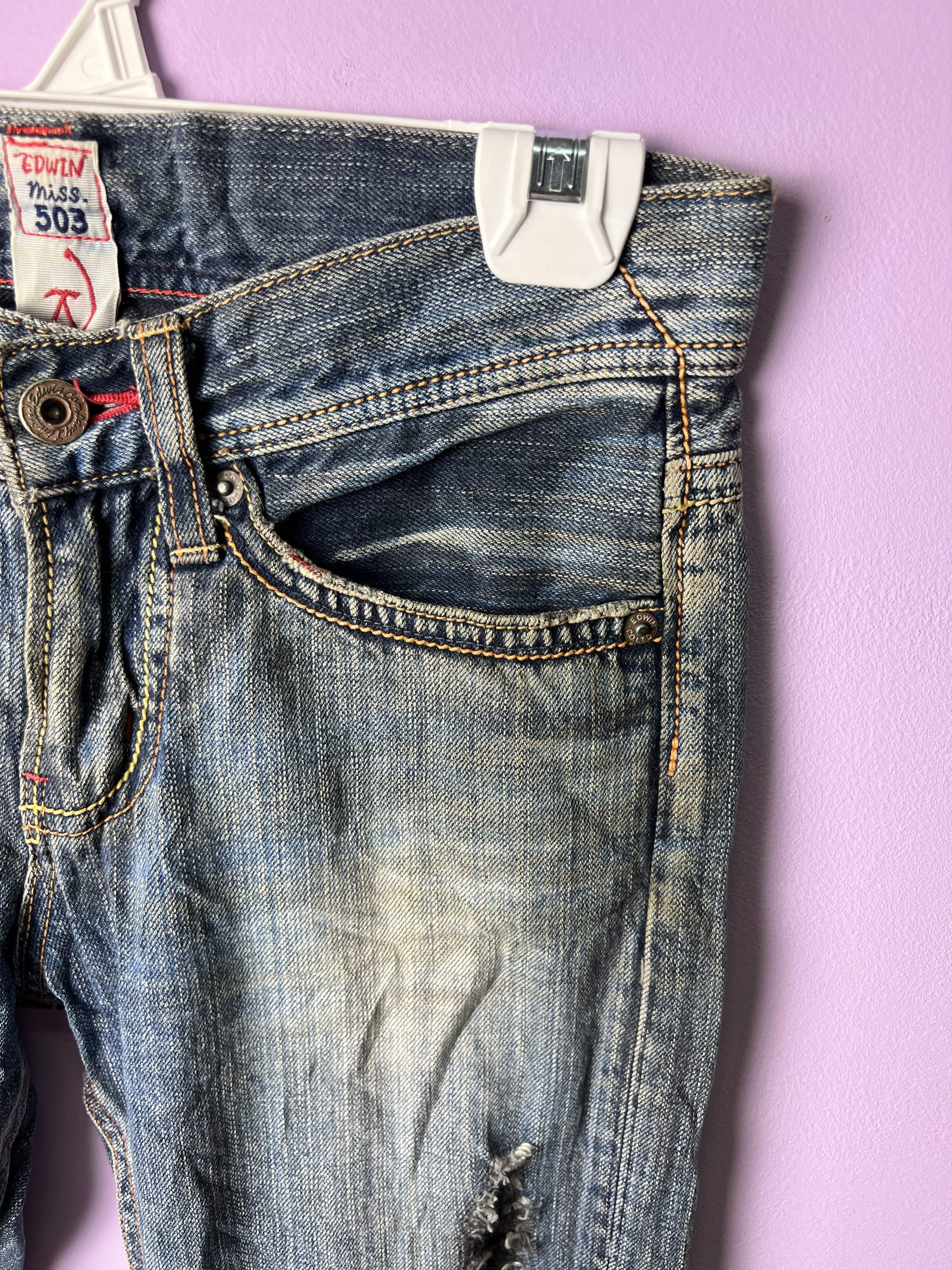 Edwin 🔥Edwin Miss 504 Rude Distressed Denim Size 29" - 5 Thumbnail